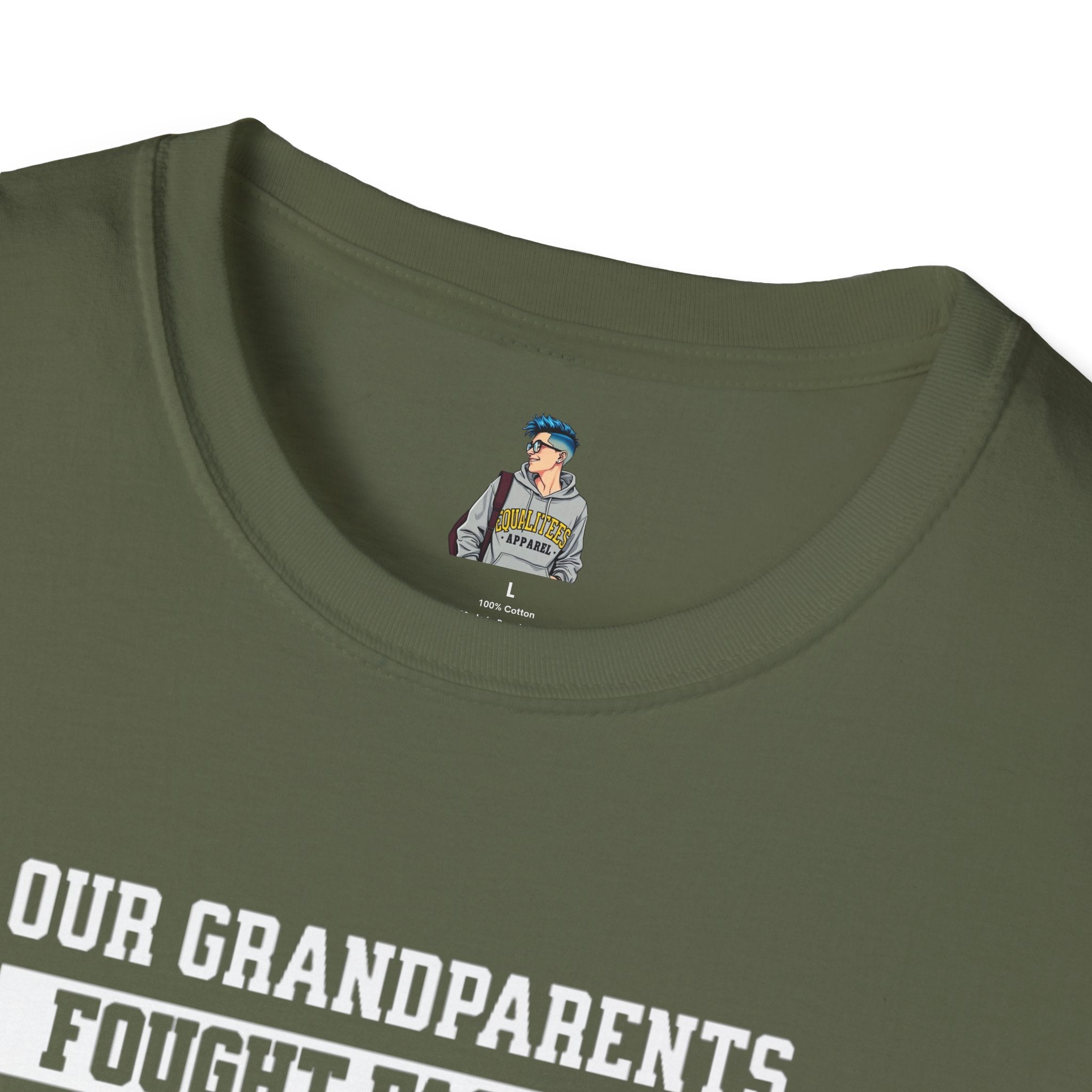 Unisex Softstyle T-Shirt: 'Our Grandparents Fought Fascists' Patriotic Tee