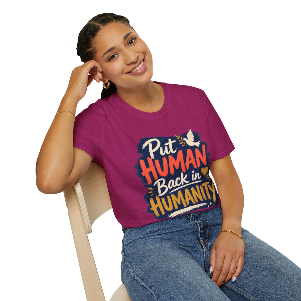 Put Human Back in Humanity T-Shirt — Inspirational Peace Dove Tee