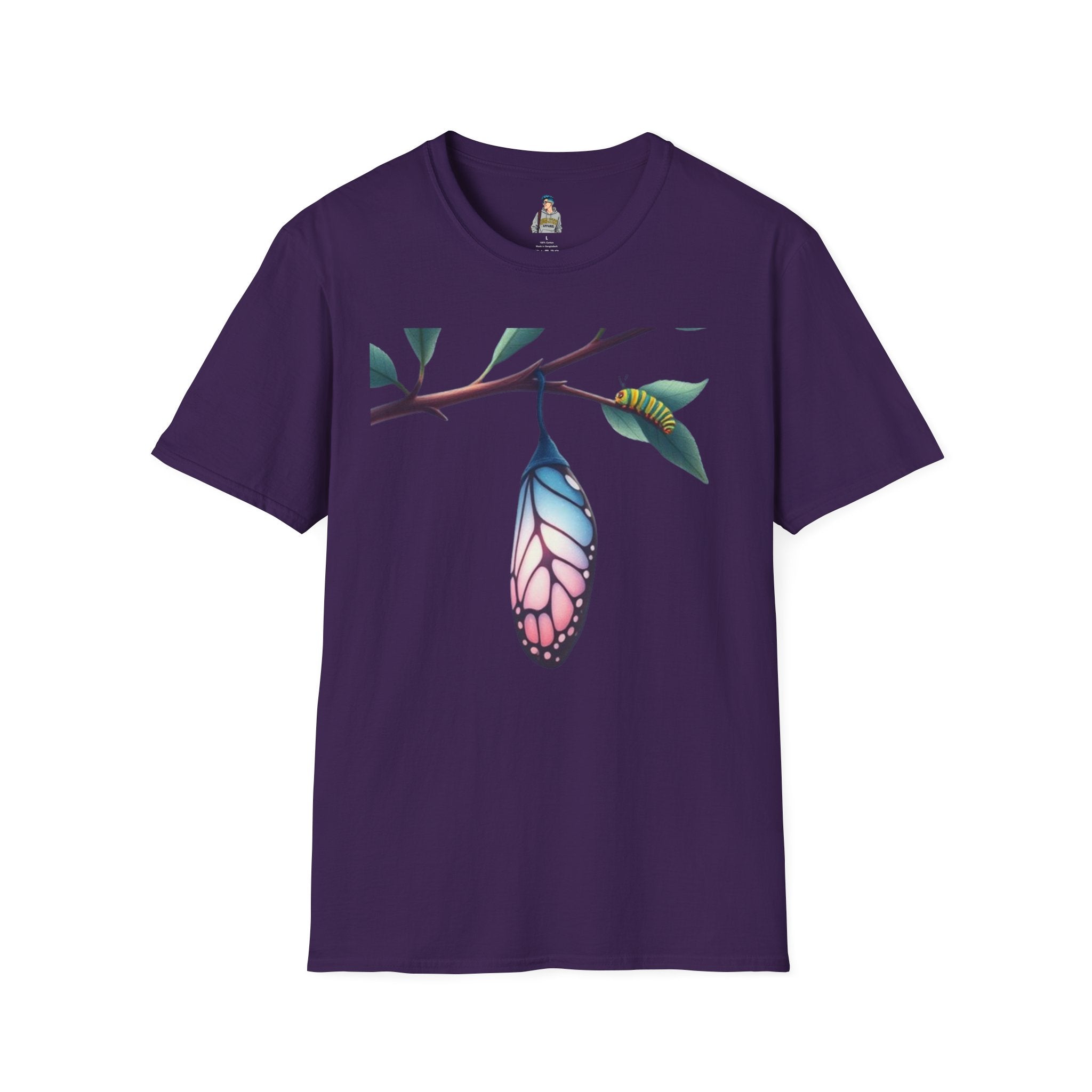 Trans Caterpillar to Butterfly Transformation T-Shirt, Unisex Graphic T-Shirt