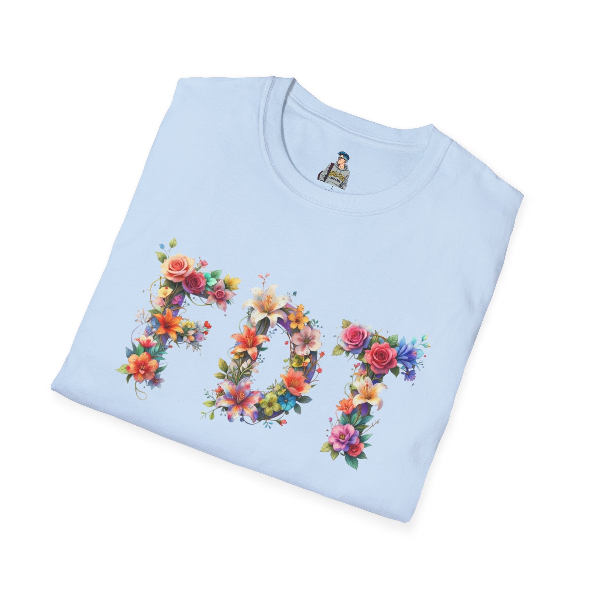 FDT Floral Letter Tee — Bold Floral Typography T-Shirt