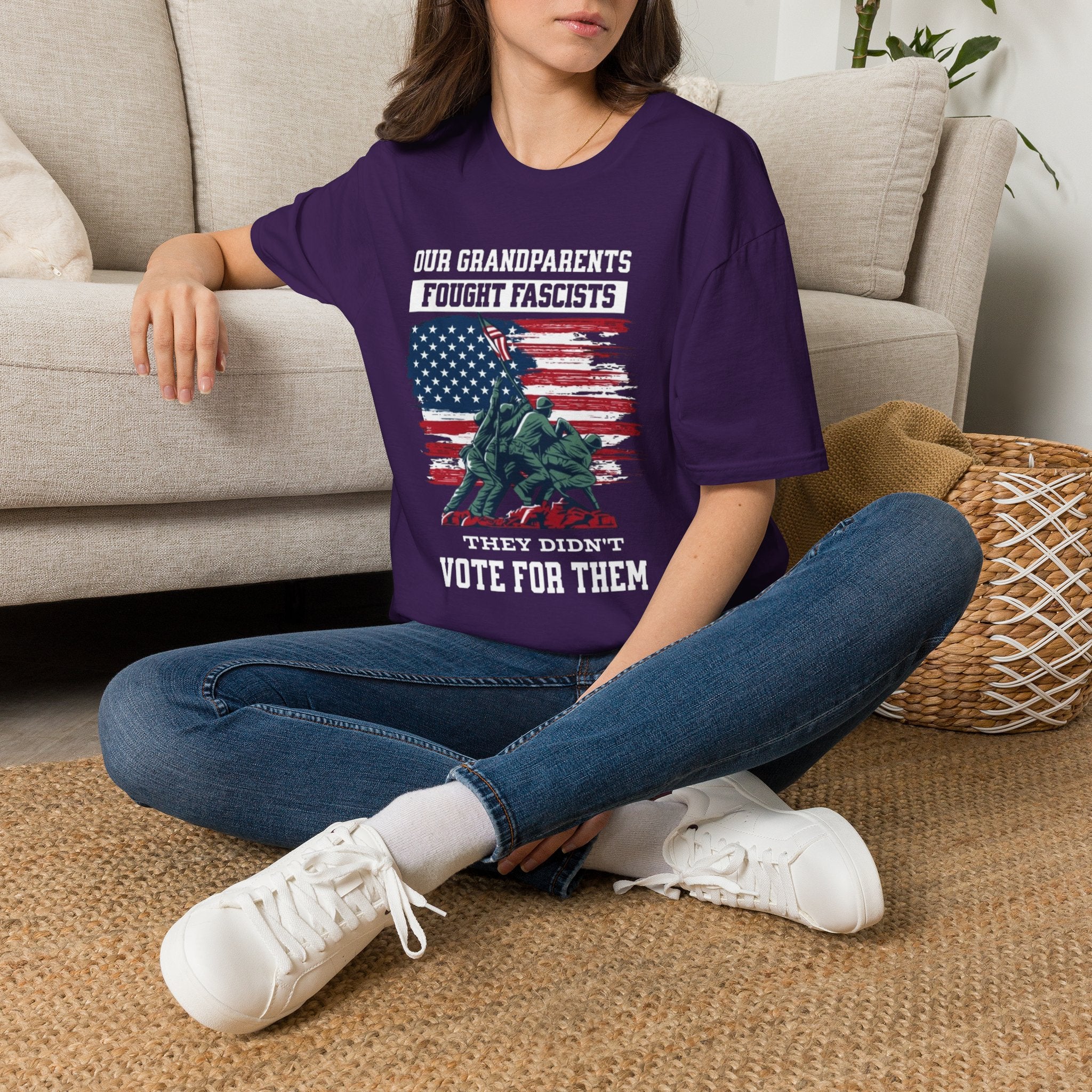 Unisex Softstyle T-Shirt: 'Our Grandparents Fought Fascists' Patriotic Tee