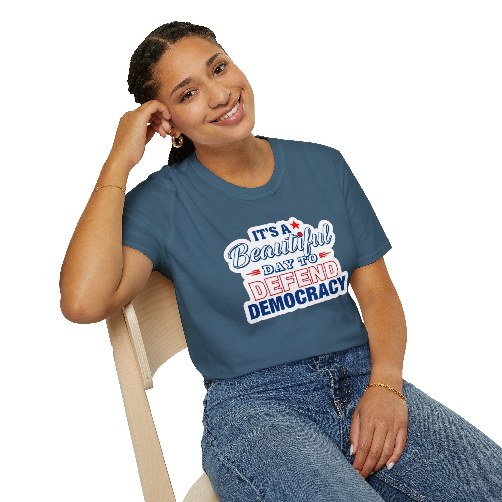 Defend Democracy Unisex Softstyle T-Shirt - Perfect for Activism and Everyday Wear