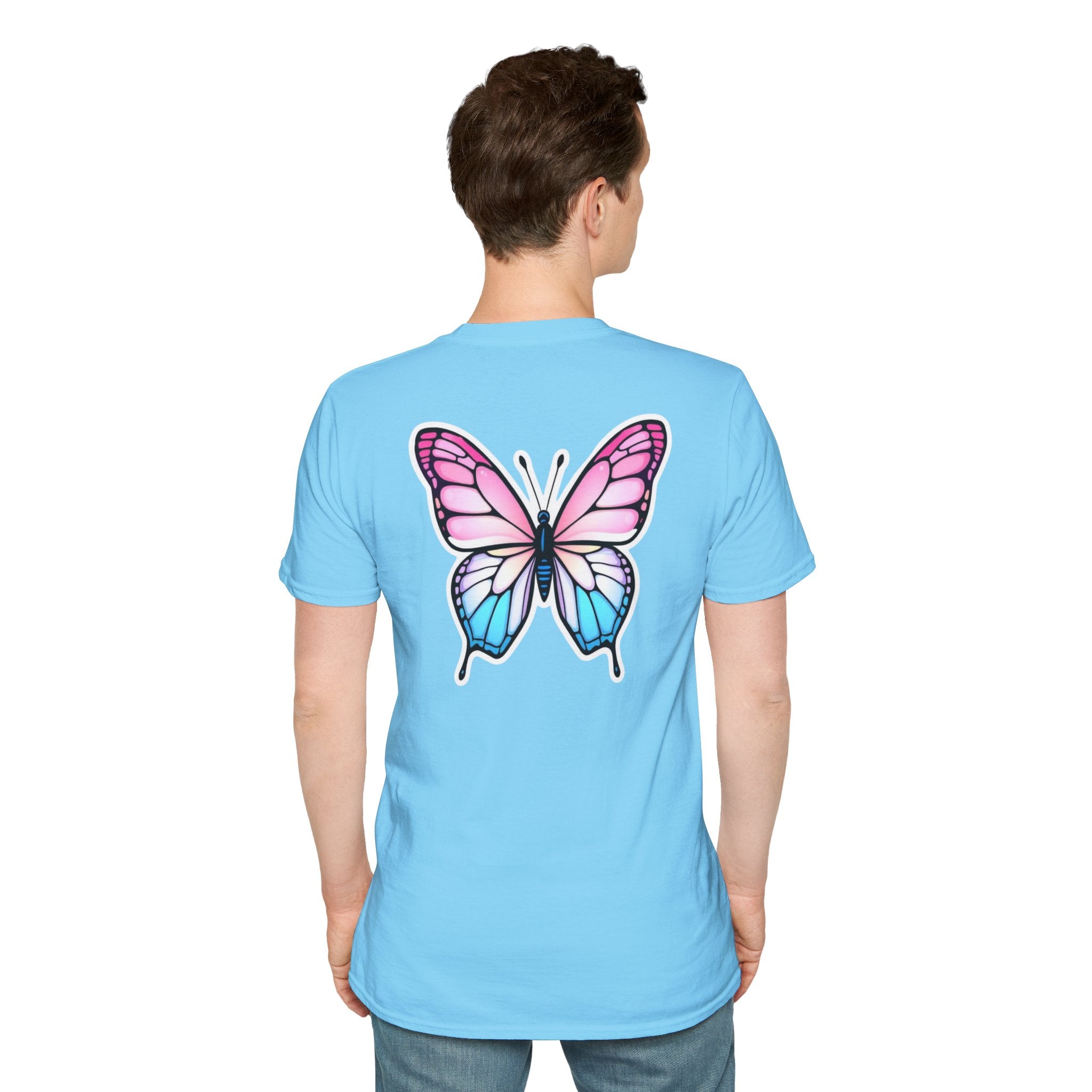 Trans Caterpillar to Butterfly Transformation T-Shirt, Unisex Graphic T-Shirt