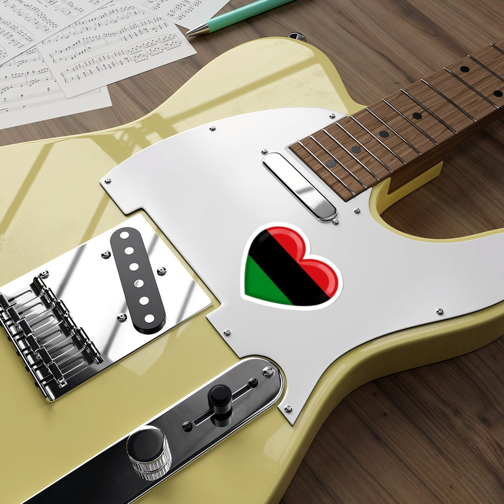 Die-Cut Stickers -  Heart design featuring Pan-African Flag Colors
