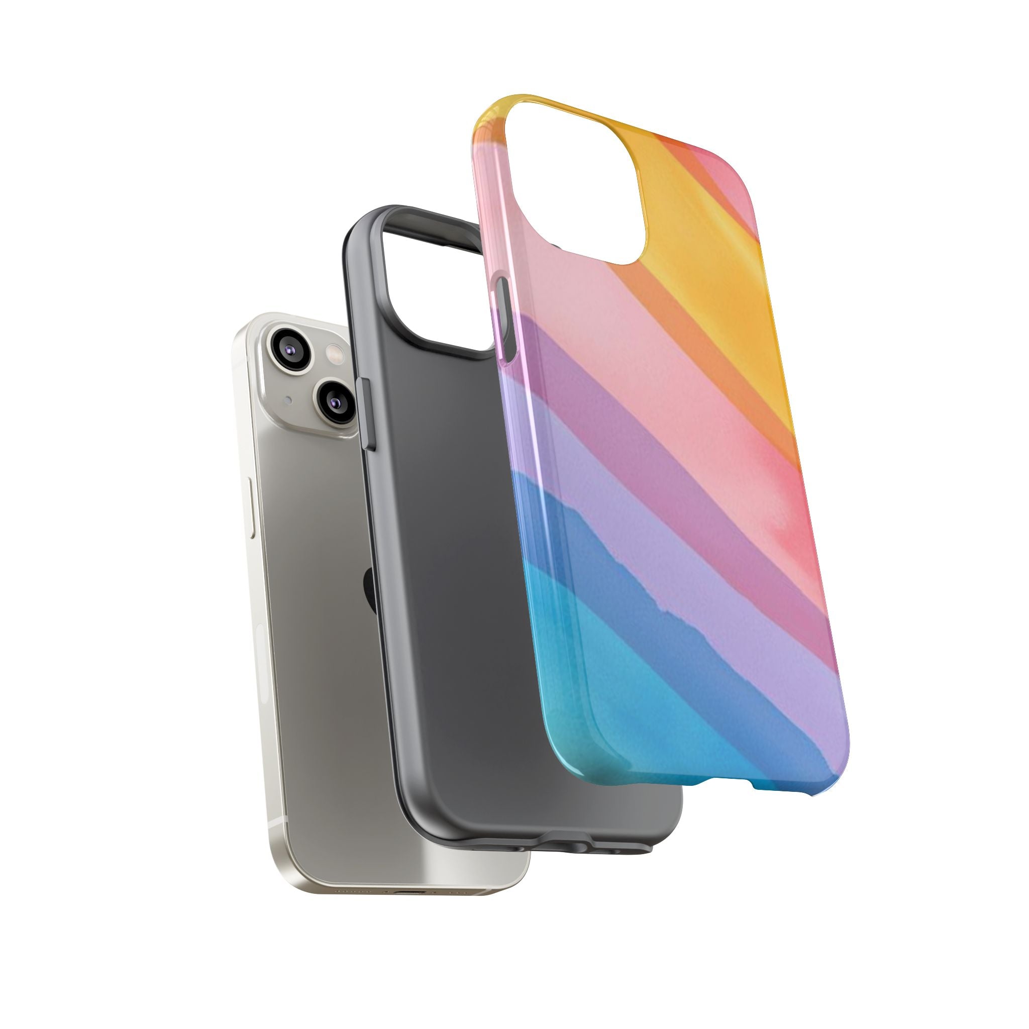 Colorful Diagonal Watercolor Tough Phone Case for iPhone