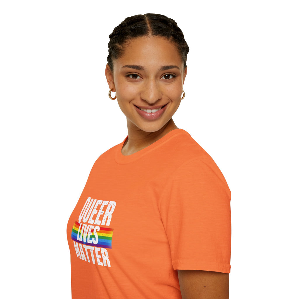 Queer Lives Matter Unisex Softstyle T-Shirt - Support LGBTQ+ Rights