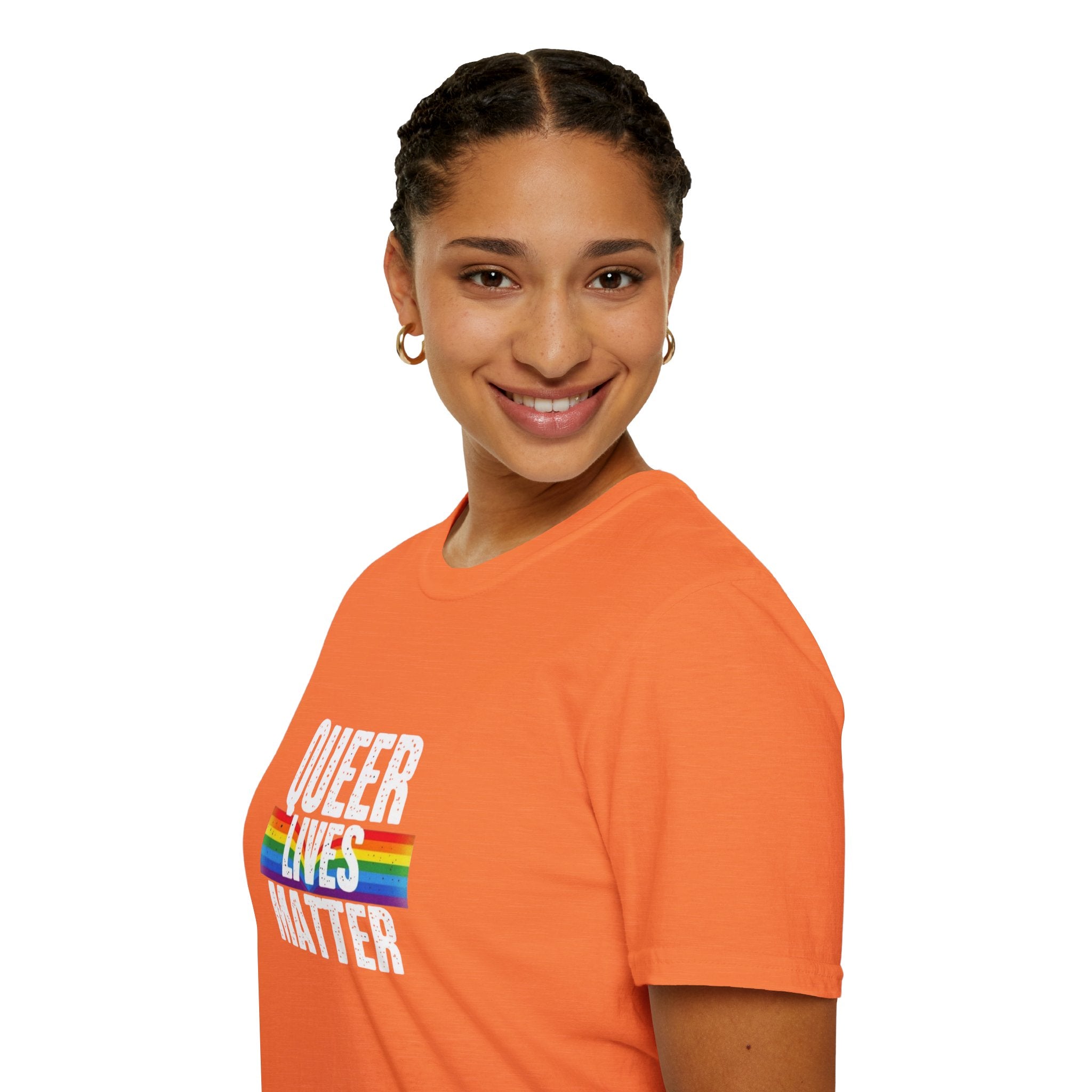 Queer Lives Matter Unisex Softstyle T-Shirt - Support LGBTQ+ Rights