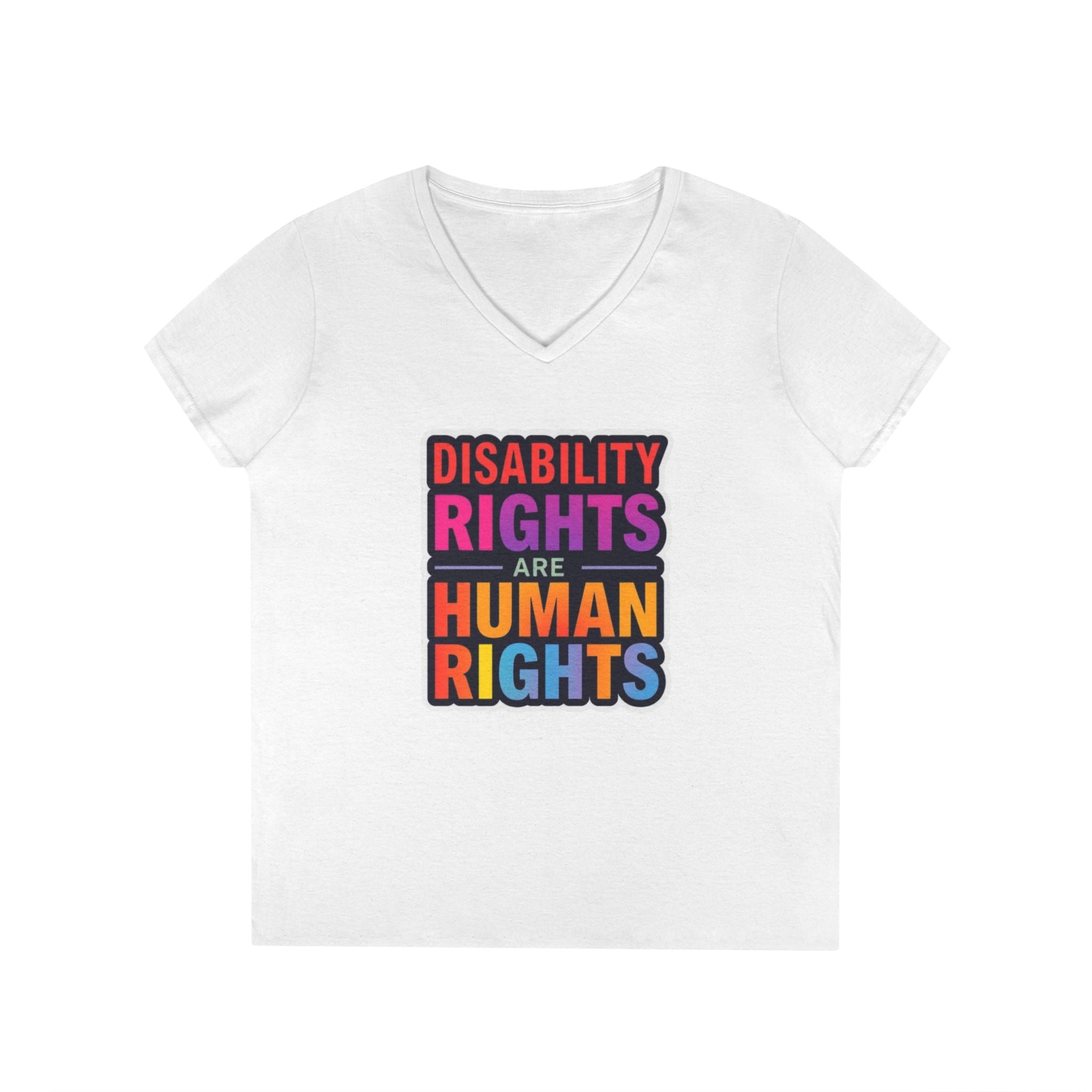 Empowering Ladies' V-Neck T-Shirt - Disability Rights Are Human Rights