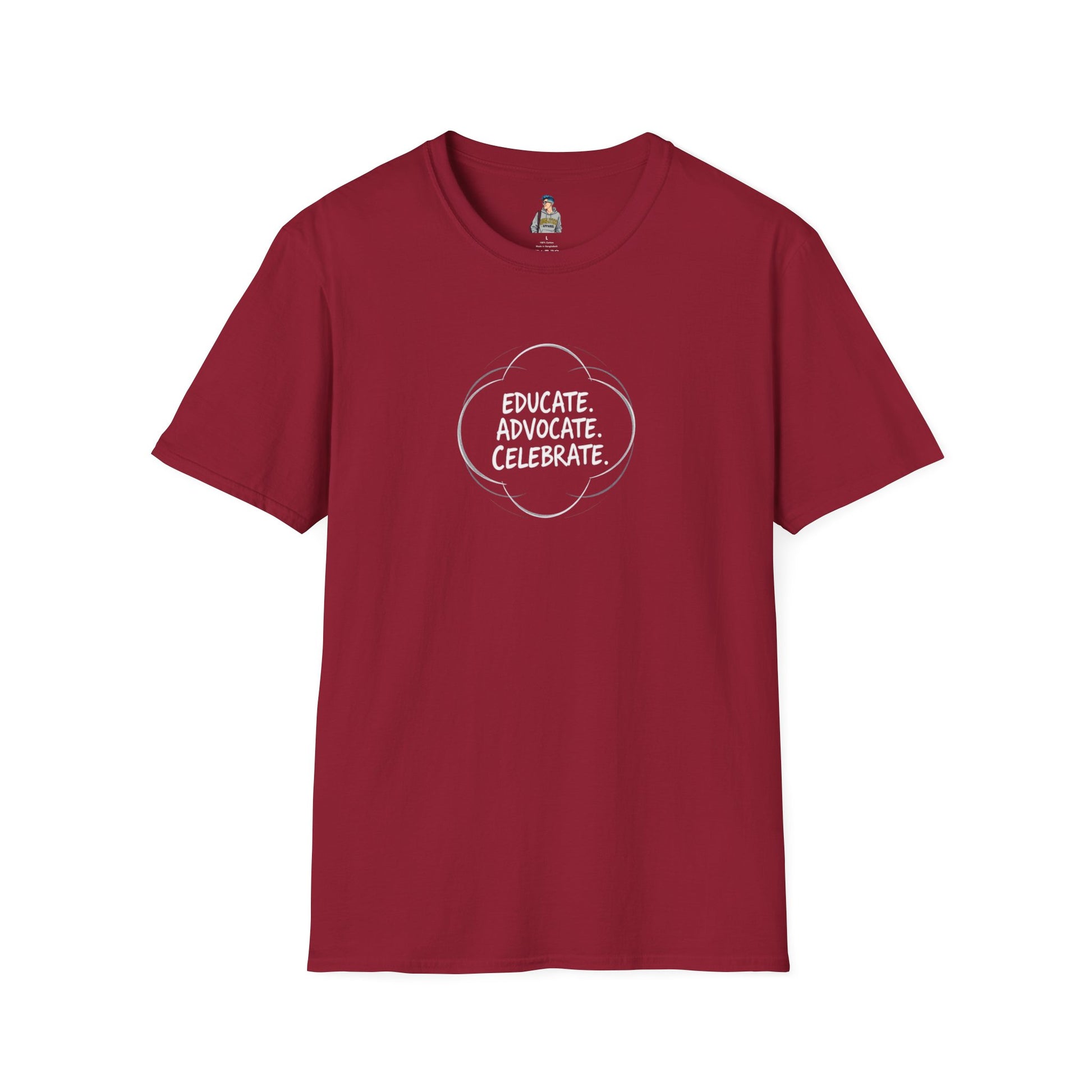 Educate. Advocate. Celebrate. Minimalist Pride T-Shirt