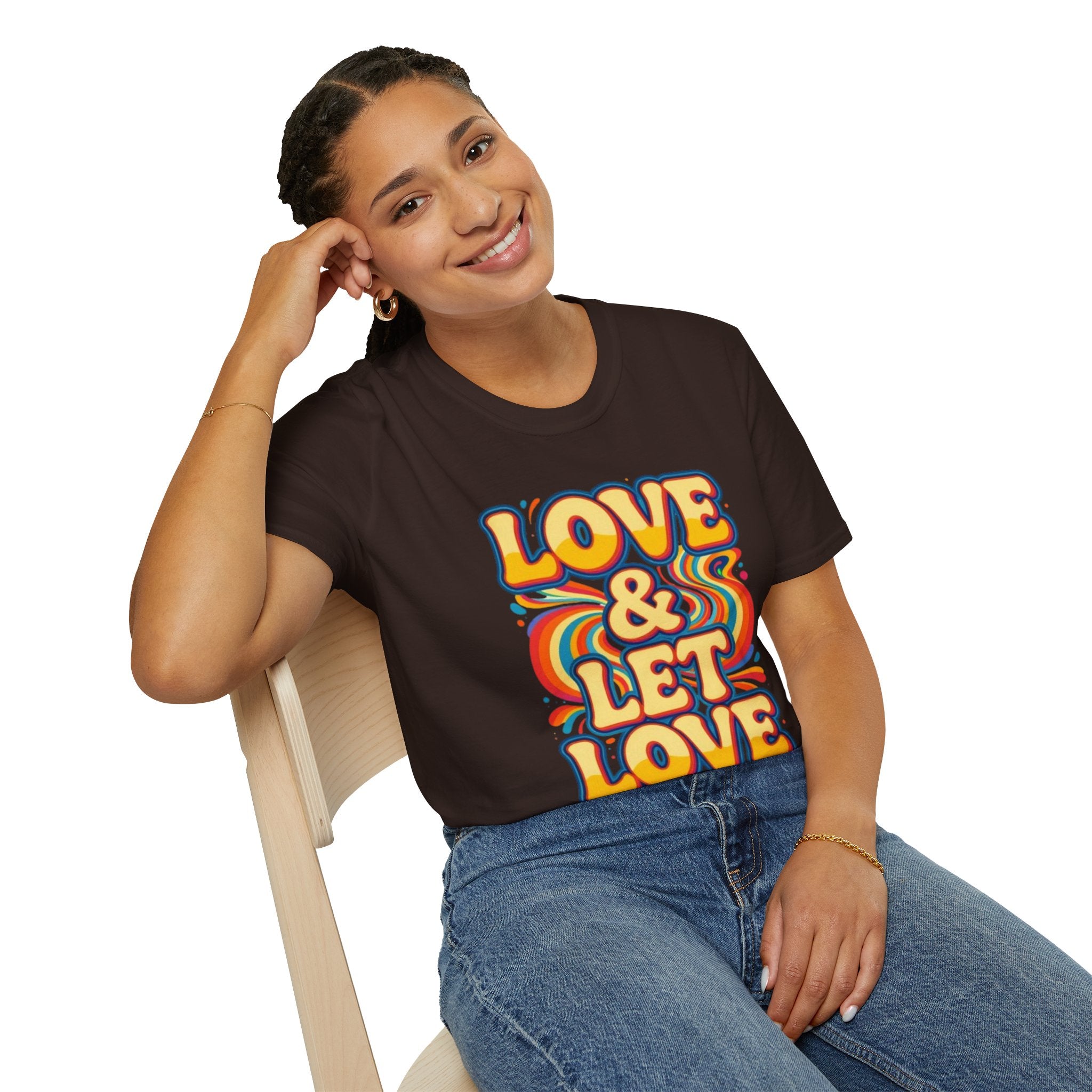 T-Shirt — "Love & Let Love" Retro Rainbow Peace Tee