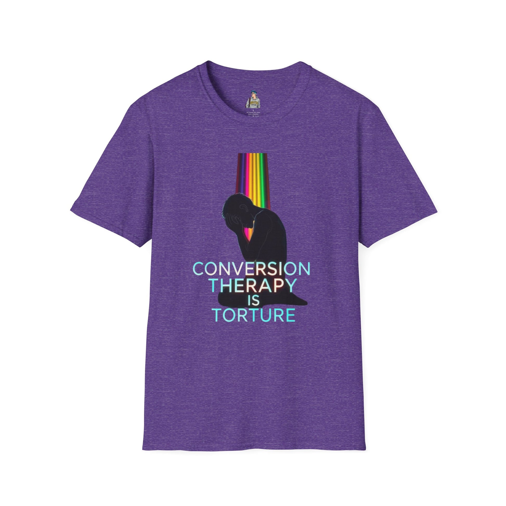 Unisex Softstyle T-Shirt: "Conversion Therapy is Torture" & "We All Belong" - LGBTQ+ Empowerment Tee