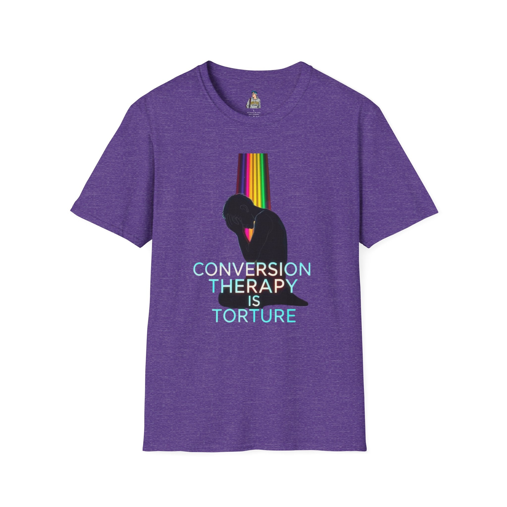 Unisex Softstyle T-Shirt: "Conversion Therapy is Torture" & "We All Belong" - LGBTQ+ Empowerment Tee