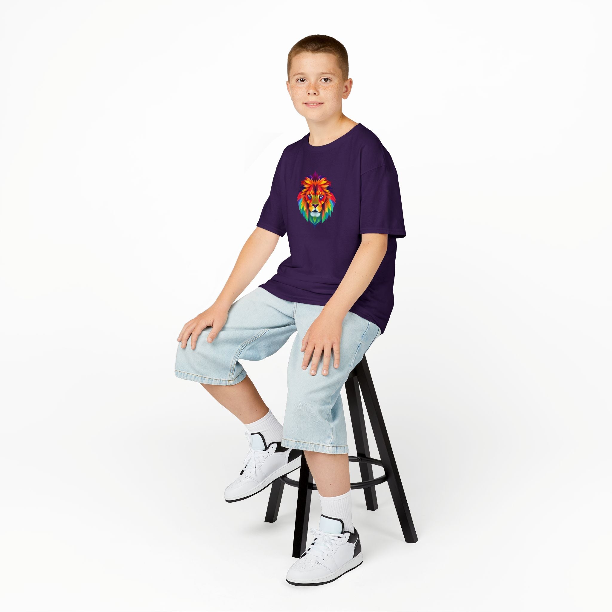 Colorful Fractal Lion Kids Heavy Cotton Tee