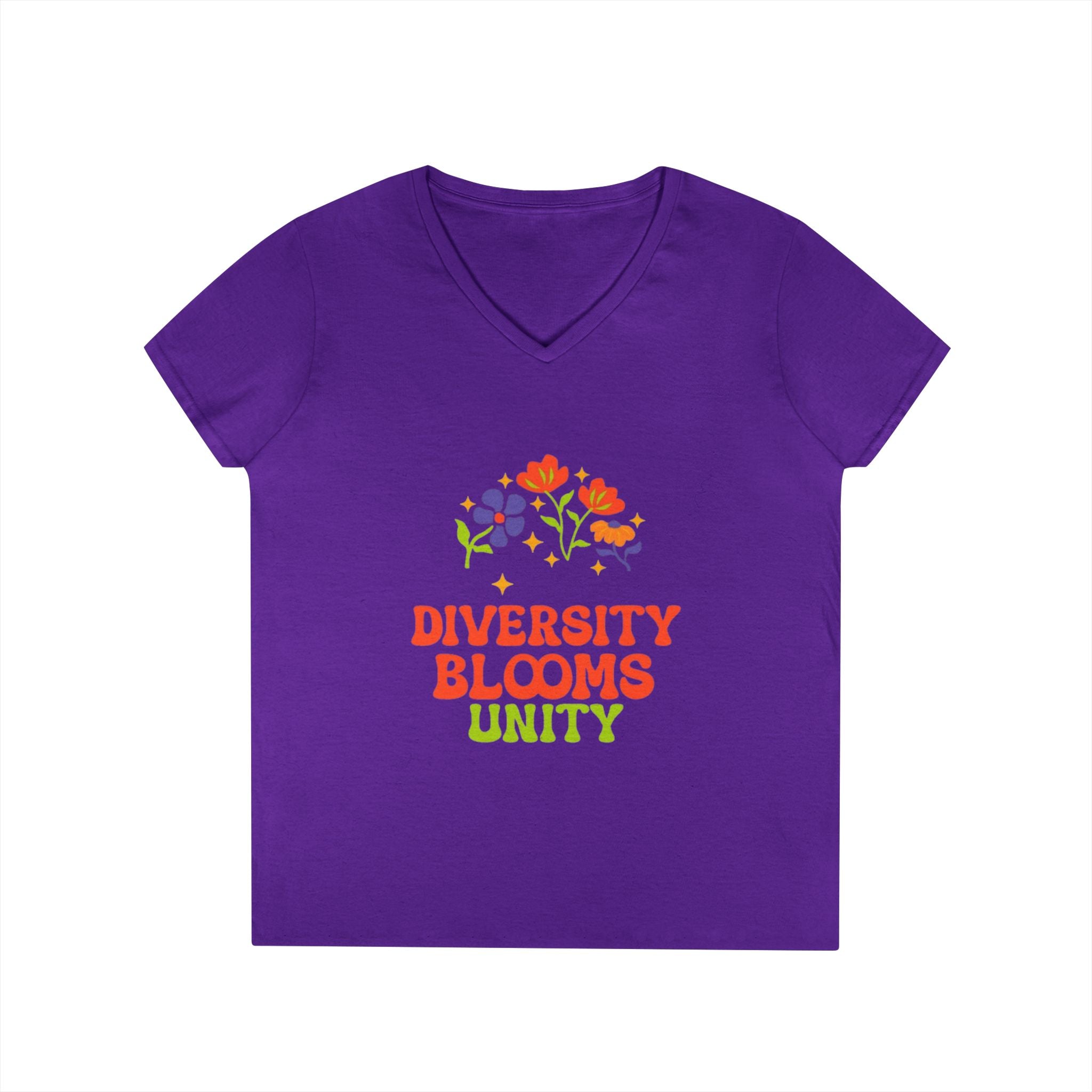 V-Neck T-Shirt Diversity Blooms Unity Floral Design