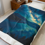 Milky Way over the Lake Velveteen Plush Blanket