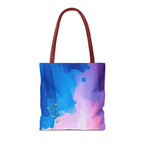 Pink, White and Blue Watercolor on Canvas Design - Tote Bag