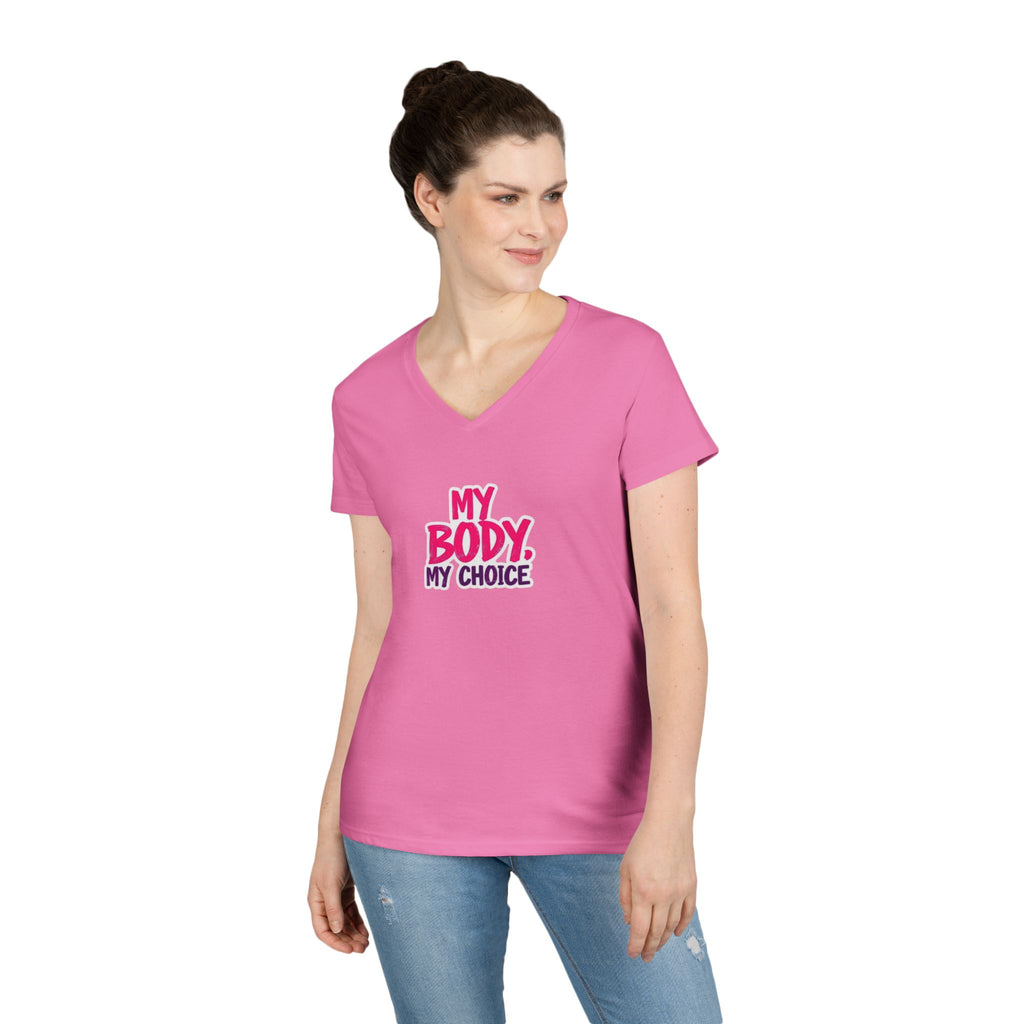 Empowerment V-Neck T-Shirt - "My Body, My Choice"