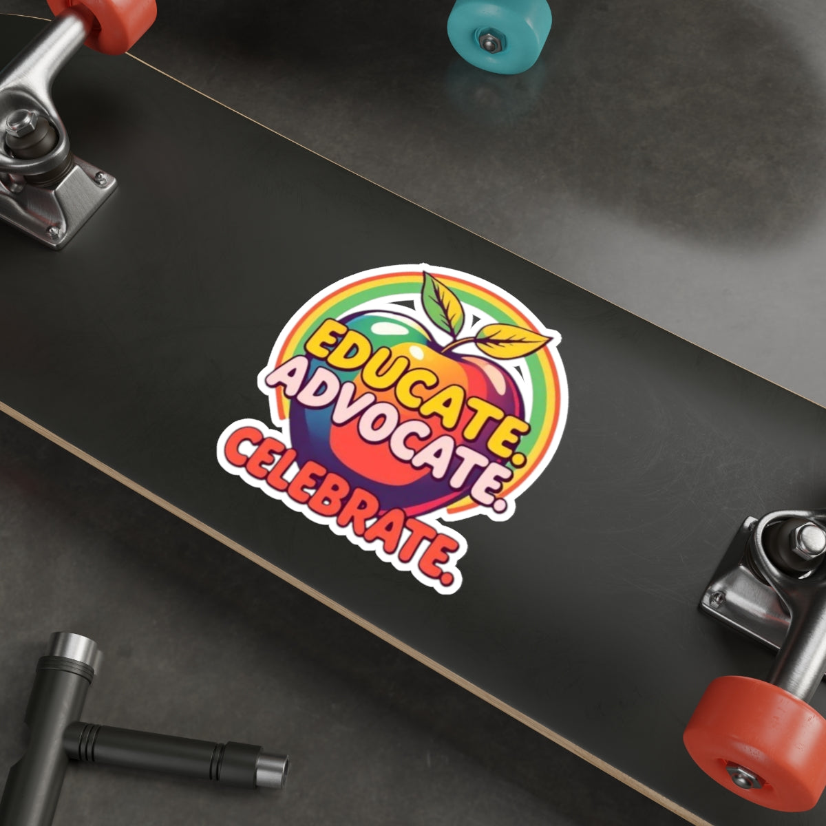 Vibrant Educational Die-Cut Stickers - "Educate. Advocate. Celebrate."