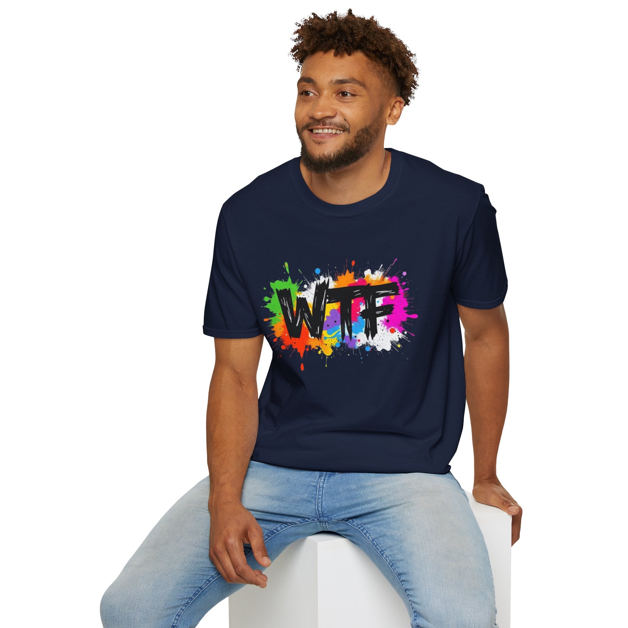 WTF Color Splash T-Shirt — Bold Rainbow Graphic Tee