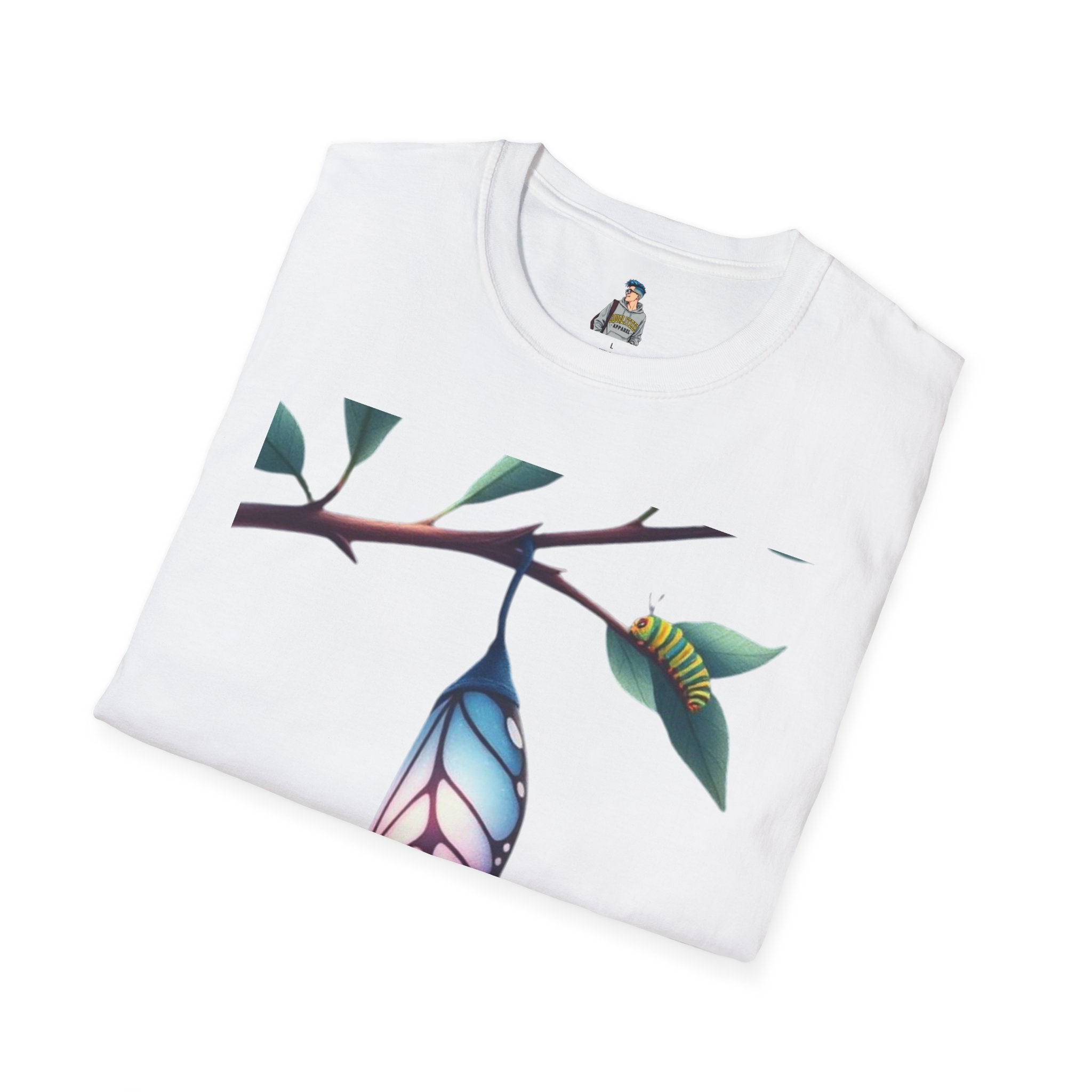 Trans Caterpillar to Butterfly Transformation T-Shirt, Unisex Graphic T-Shirt