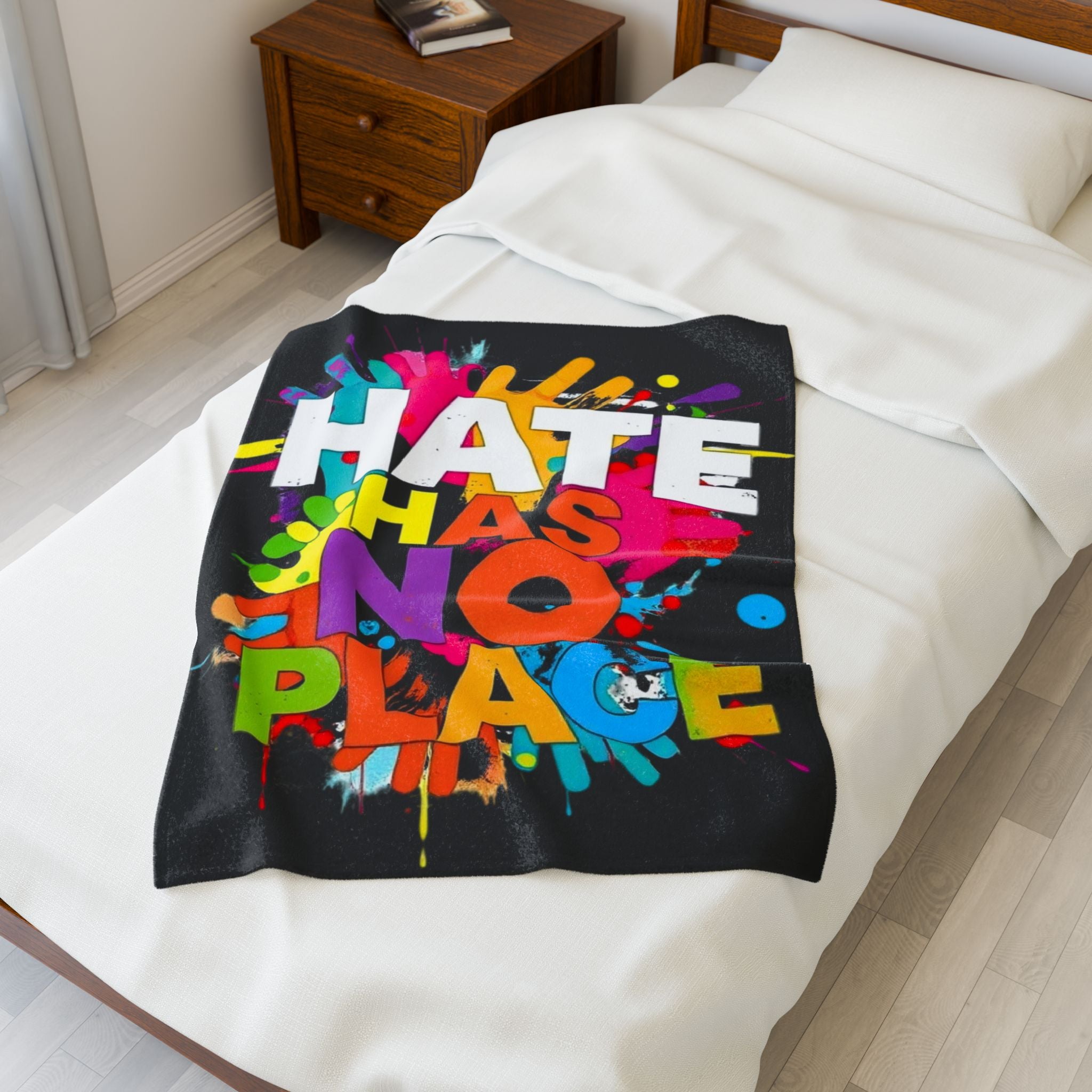 Hate has No Place Color Splash Velveteen Plush Blanket – For Comfort and Warmth