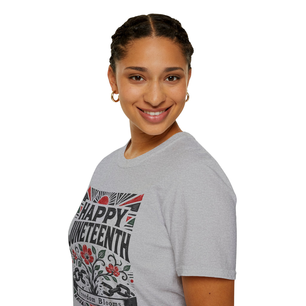 Juneteenth T-Shirt — "Happy Juneteenth" Floral Freedom Tee