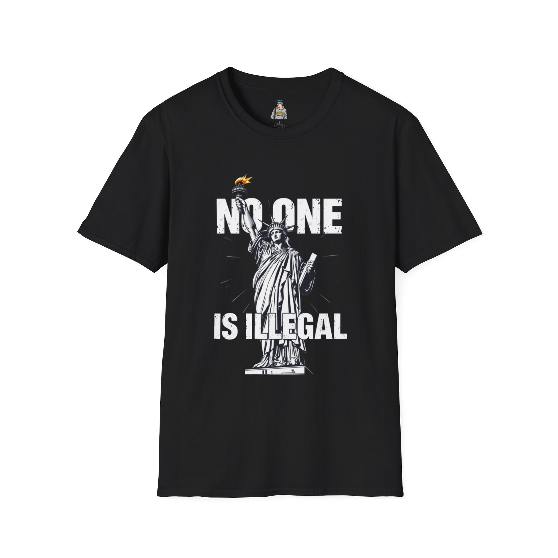 Unisex Softstyle T-Shirt - 'No One Is Illegal' Graphic Tee for Social Justice Advocates