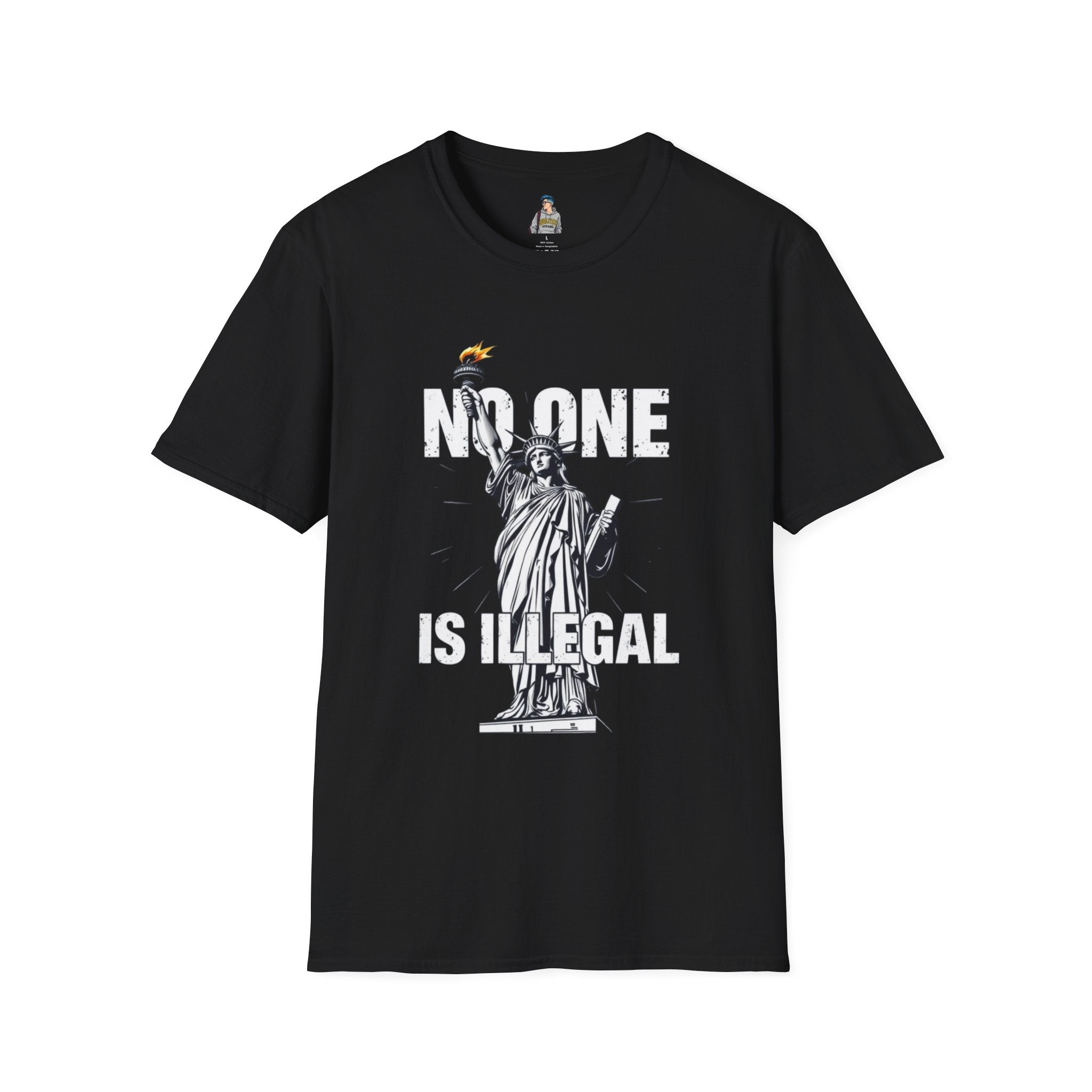 Unisex Softstyle T-Shirt - 'No One Is Illegal' Graphic Tee for Social Justice Advocates