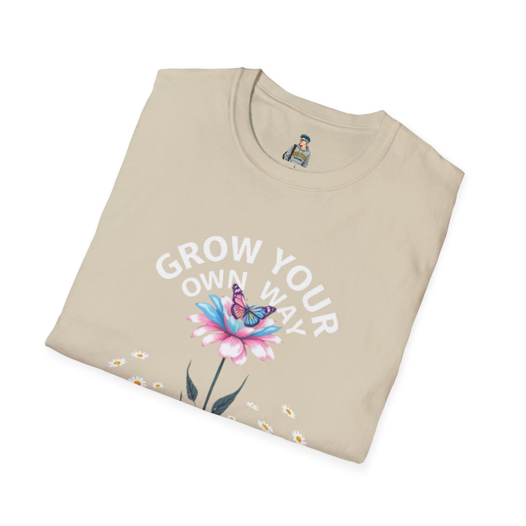 Grow Your Own Way Trans Pride Unisex T-Shirt - Floral Design for Garden Lovers