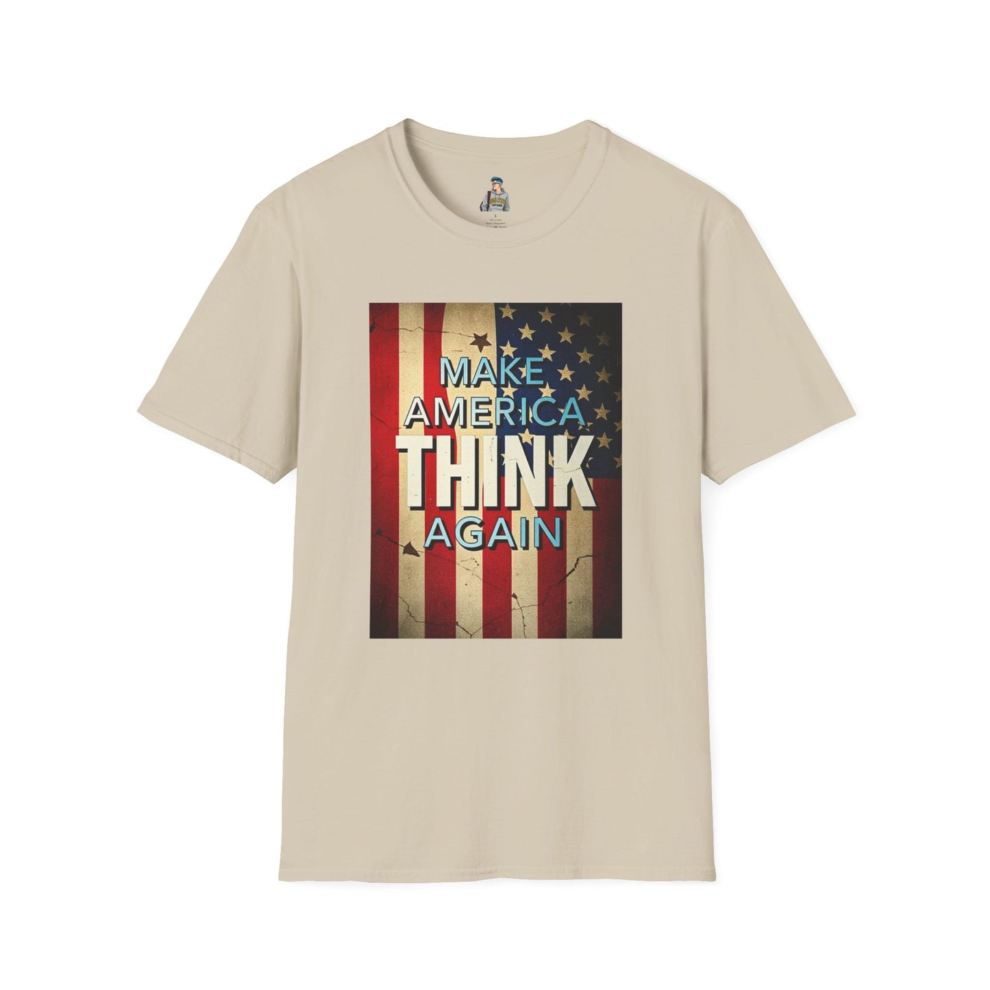 American Patriot Pride Unisex Softstyle T-Shirt, Make America Think Again Political Tee