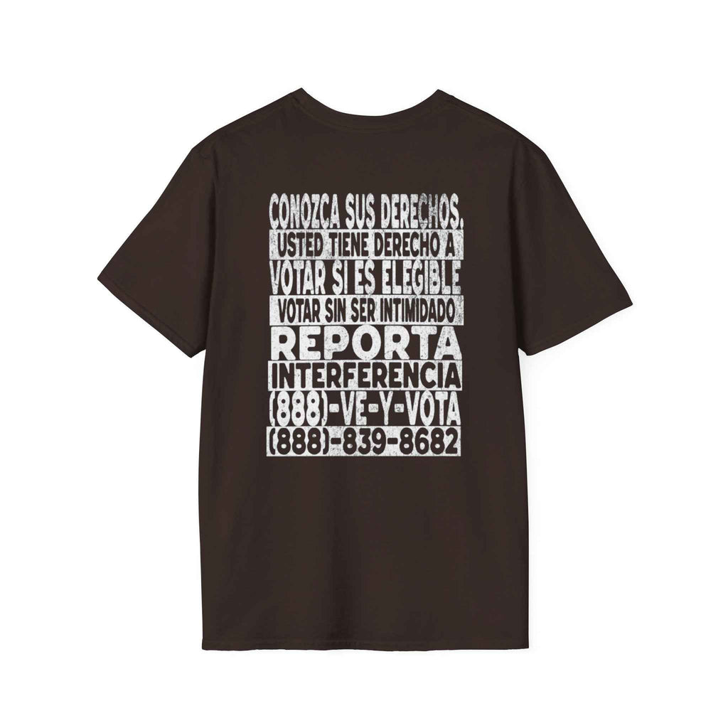 Voting Rights T-Shirt — Spanish "CONOZCA SUS DERECHOS"