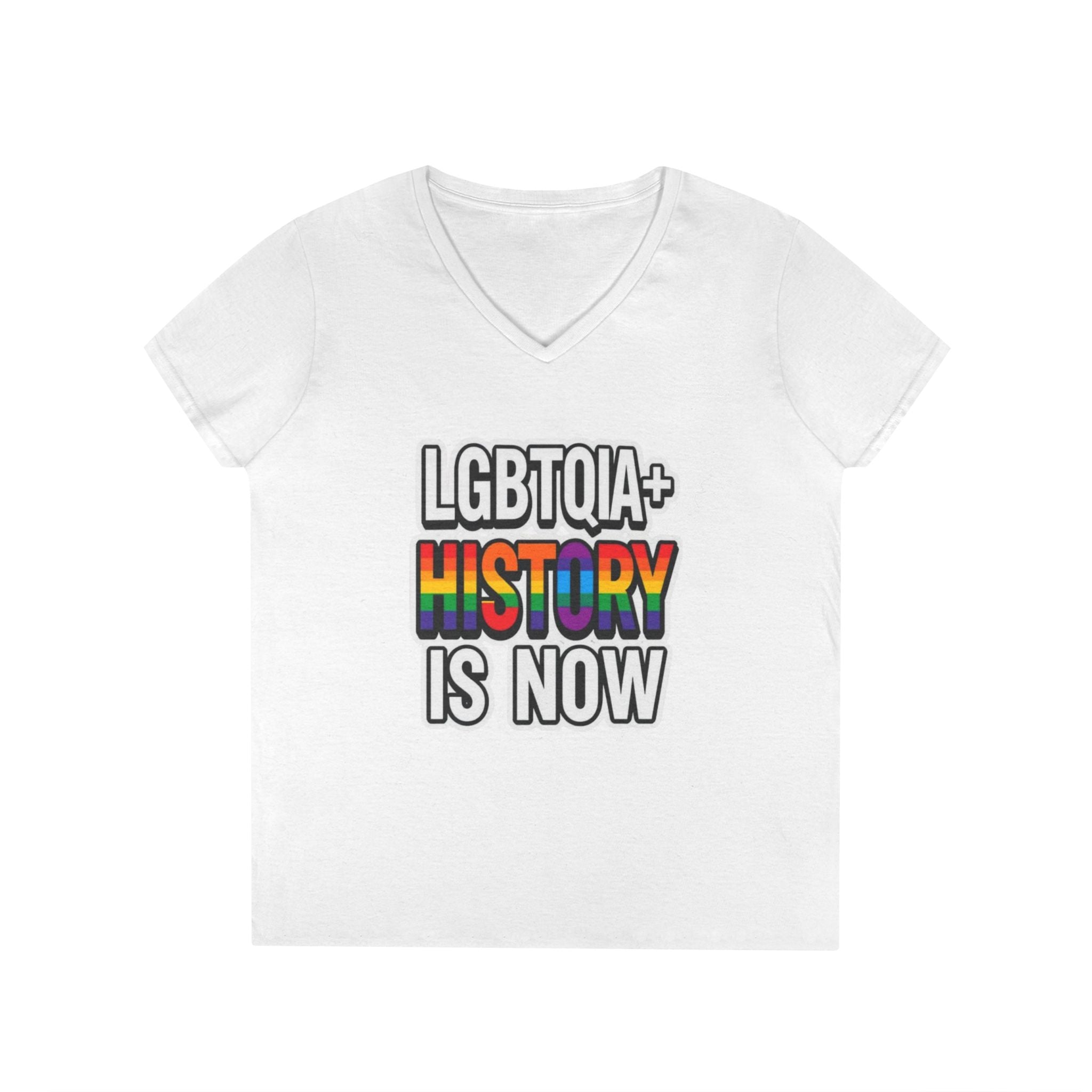 LGBTQIA+ History V-Neck T-Shirt for Pride and Activism