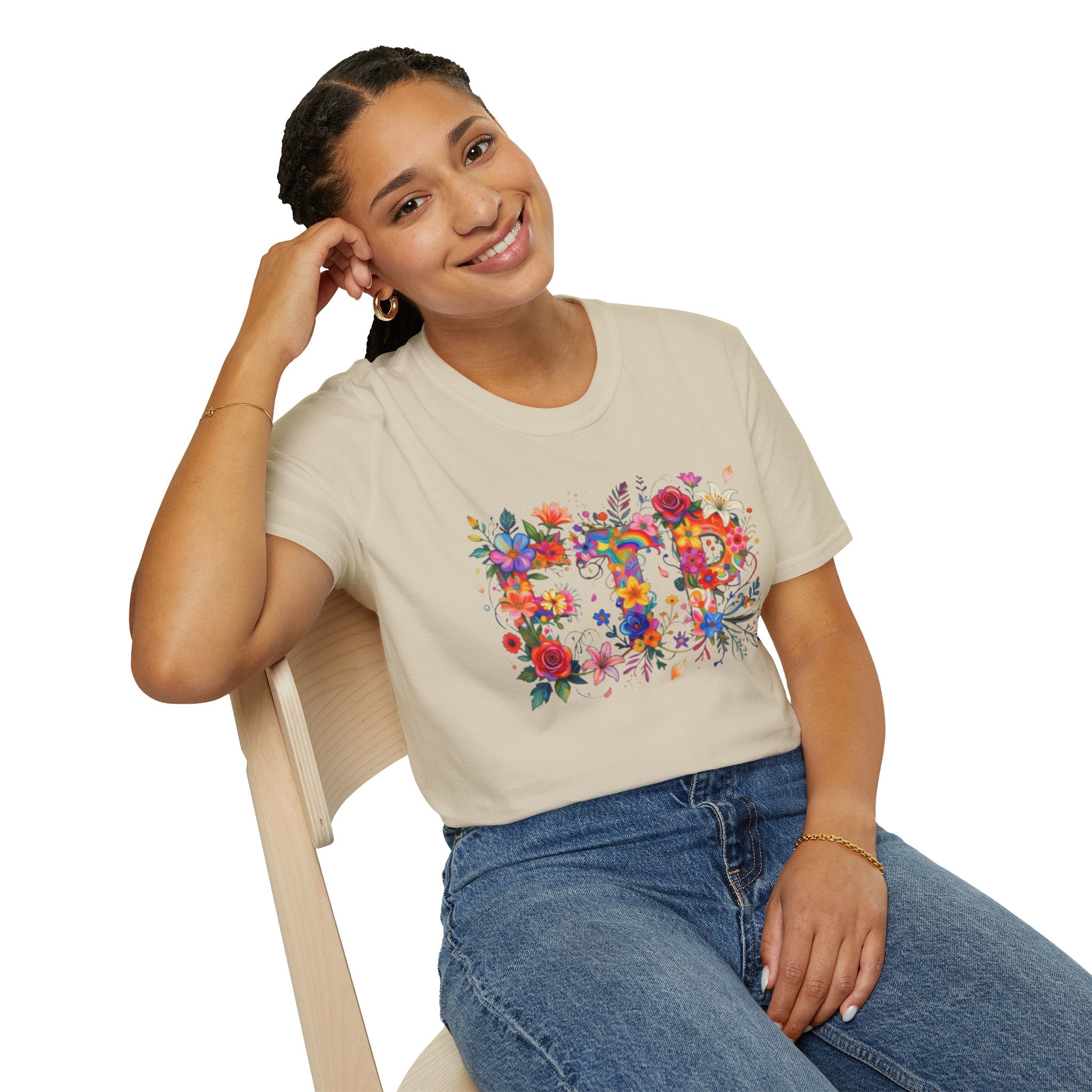 Floral 'FTP' Graphic T-Shirt
