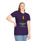 Unisex Softstyle T-Shirt - LGBTQ+ Empowerment T-Shirt: Conversion Therapy is Torture & We All Belong