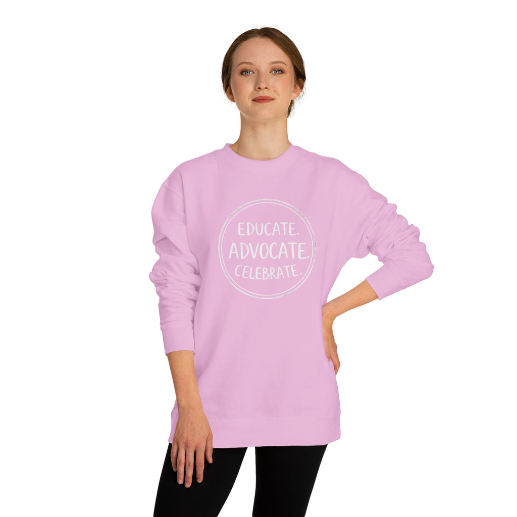 Educate, Advocate, Celebrate Incognito Pride Unisex Crew Neck Sweatshirt