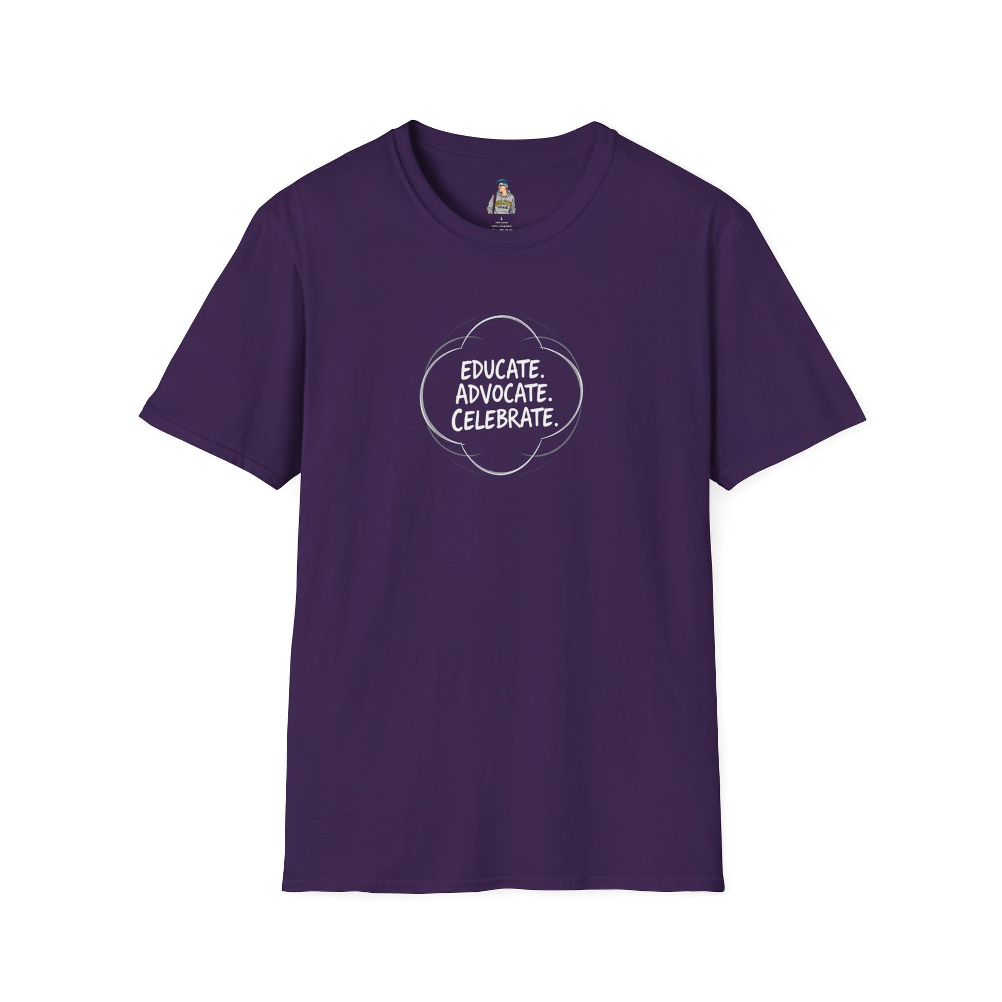 Educate. Advocate. Celebrate. Minimalist Pride T-Shirt