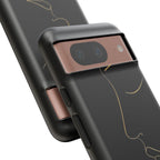 Android OR iPhone Compatible Cases - Gold Line Face Design - Unique Tough Cases