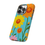 Floral Tough Phone Case for iPhone — Bright Daisy Garden Protective Cover