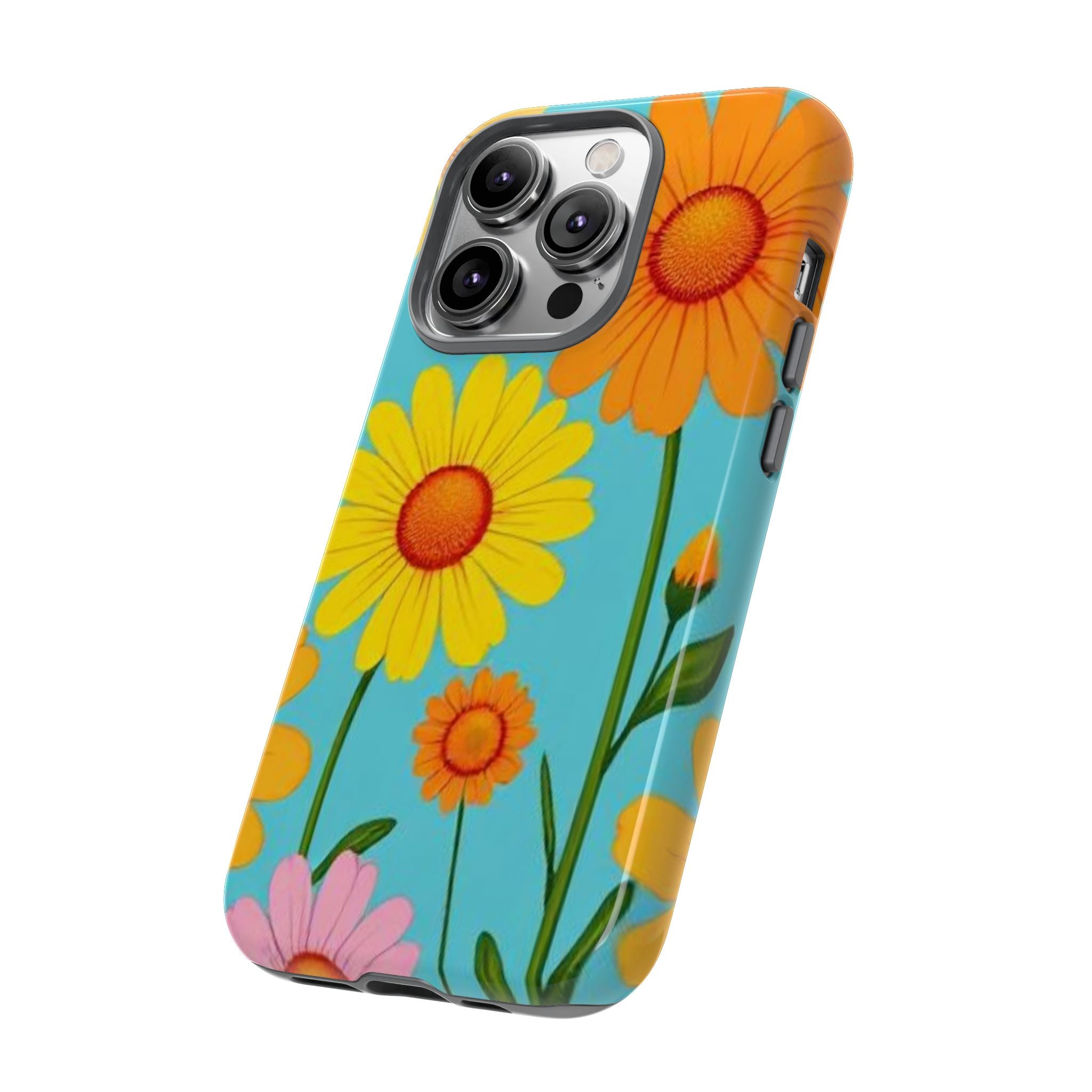 Floral Tough Phone Case for iPhone — Bright Daisy Garden Protective Cover