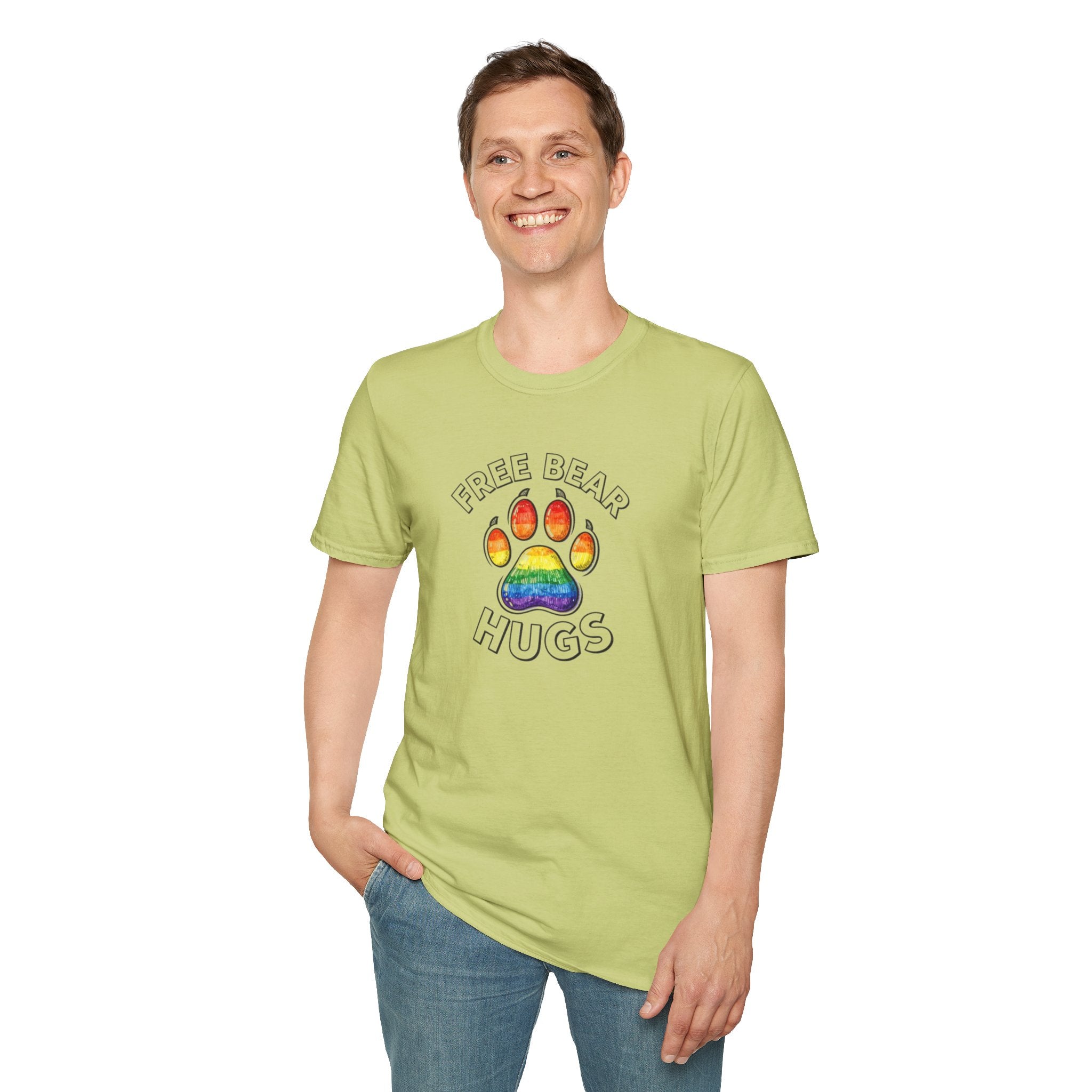 Free Bear Hugs Rainbow Paw T-Shirt