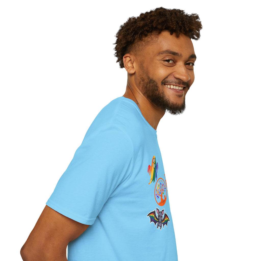 The Pride Tree Halloween T‑Shirt — Rainbow Ghosts, Pumpkins & Bat Graphic Tee