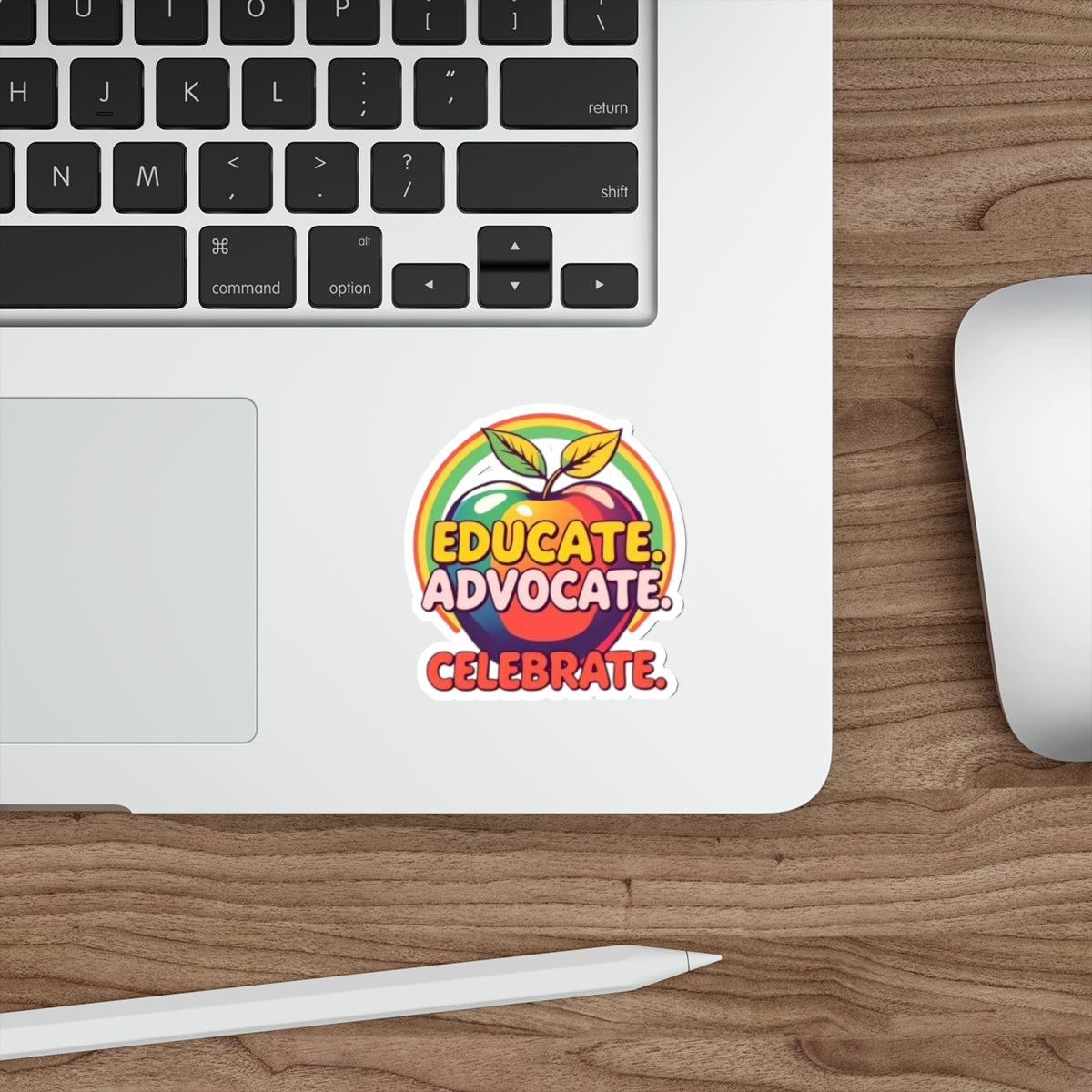 Vibrant Educational Die-Cut Stickers - "Educate. Advocate. Celebrate."