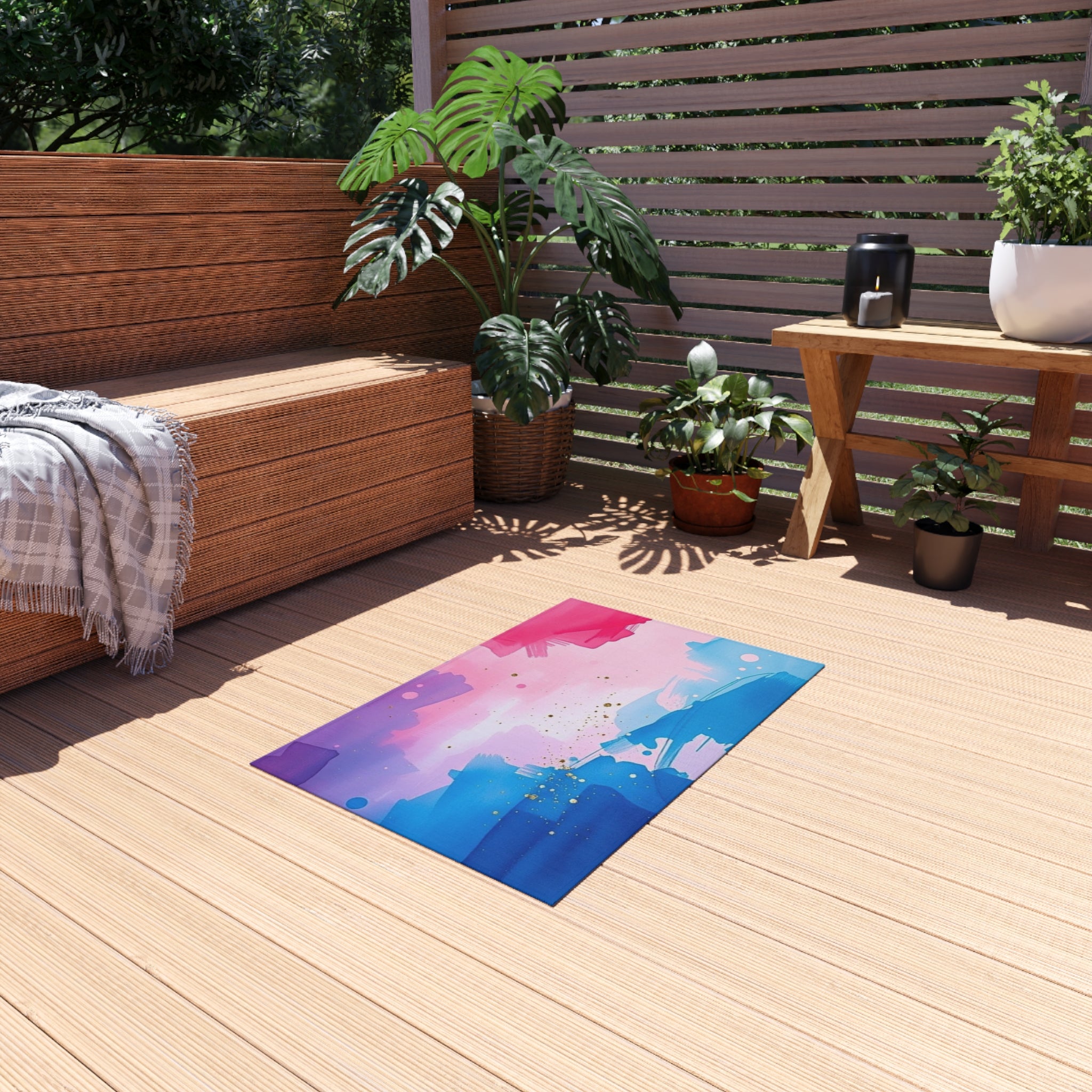Painters Dream Outdoor Rug - Colorful Decorative Mat for Patios & Gardens