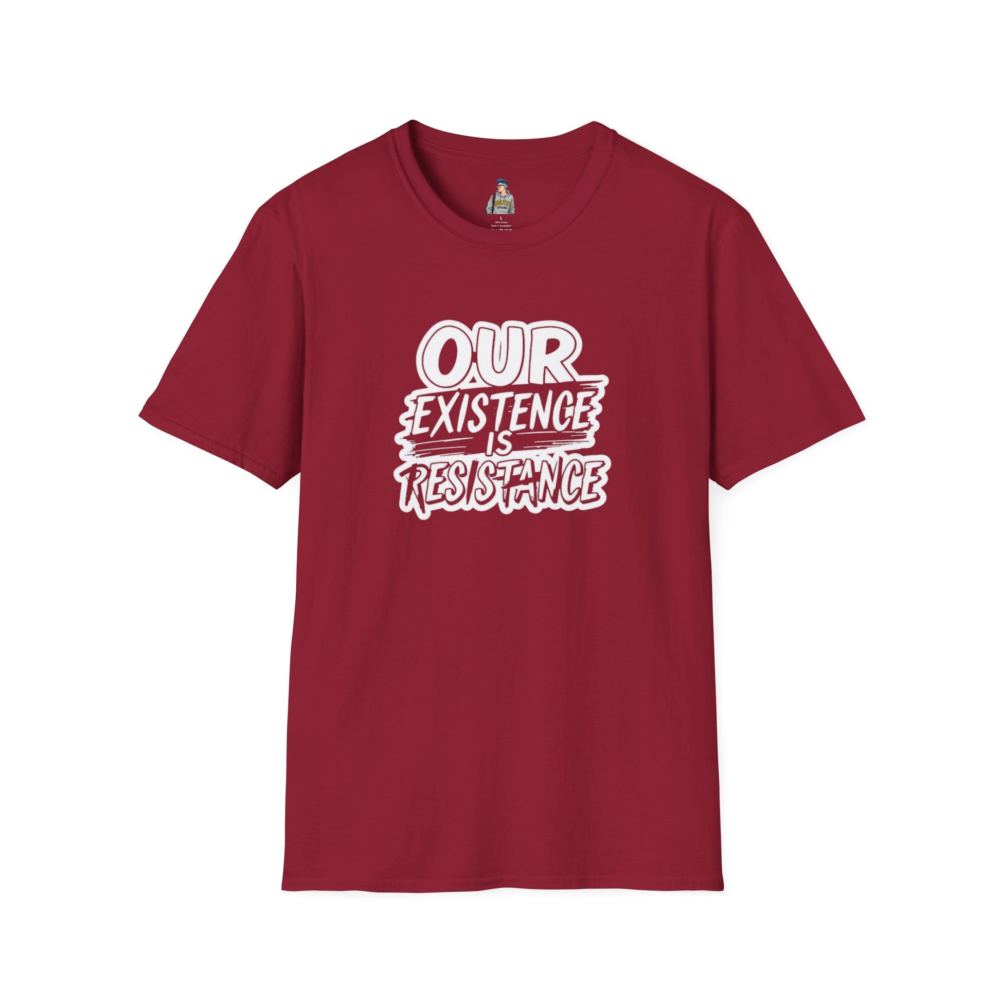 Unisex Softstyle T-Shirt - "Our Existence is Resistance" - Motivational Tee for Activists, Casual Wear, Gift for Change-makers