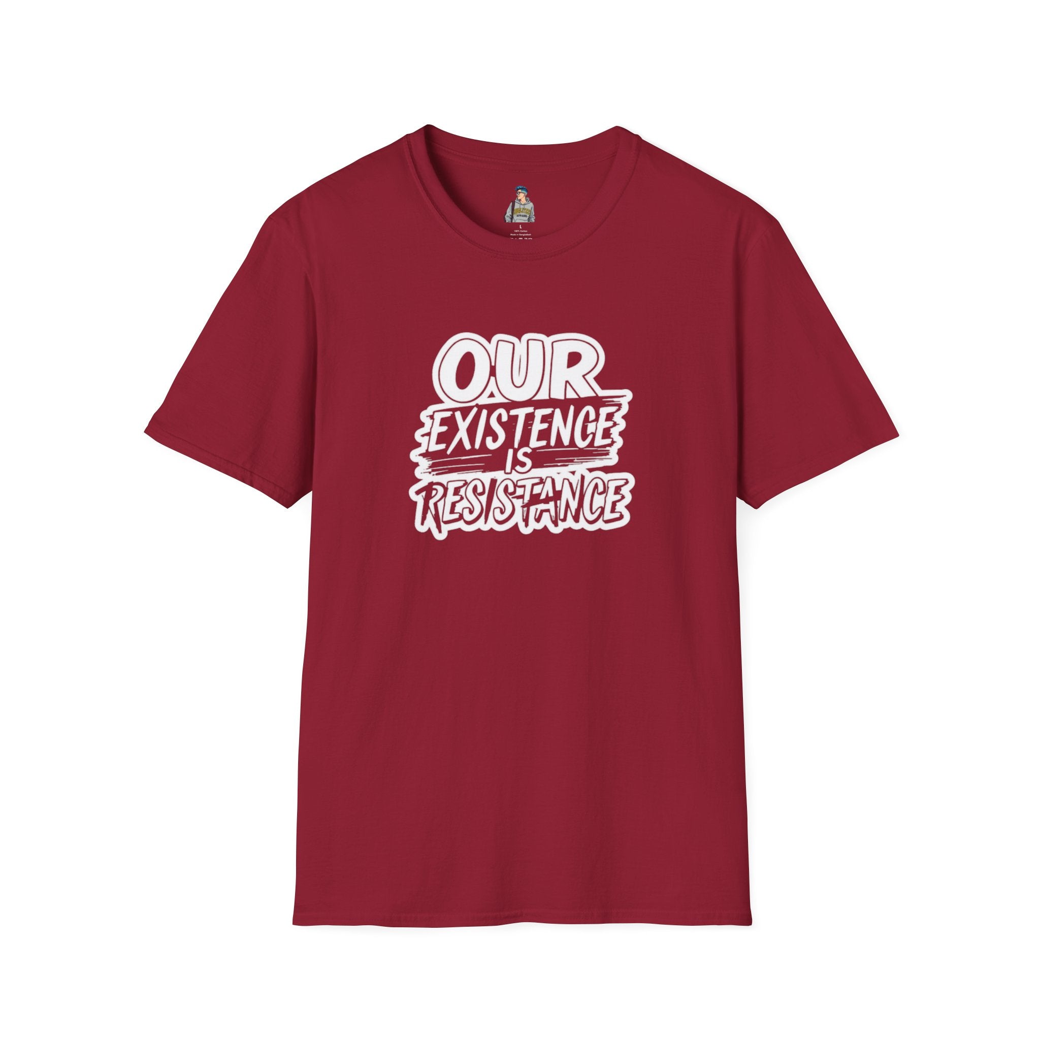 Unisex Softstyle T-Shirt - "Our Existence is Resistance" - Motivational Tee for Activists, Casual Wear, Gift for Change-makers