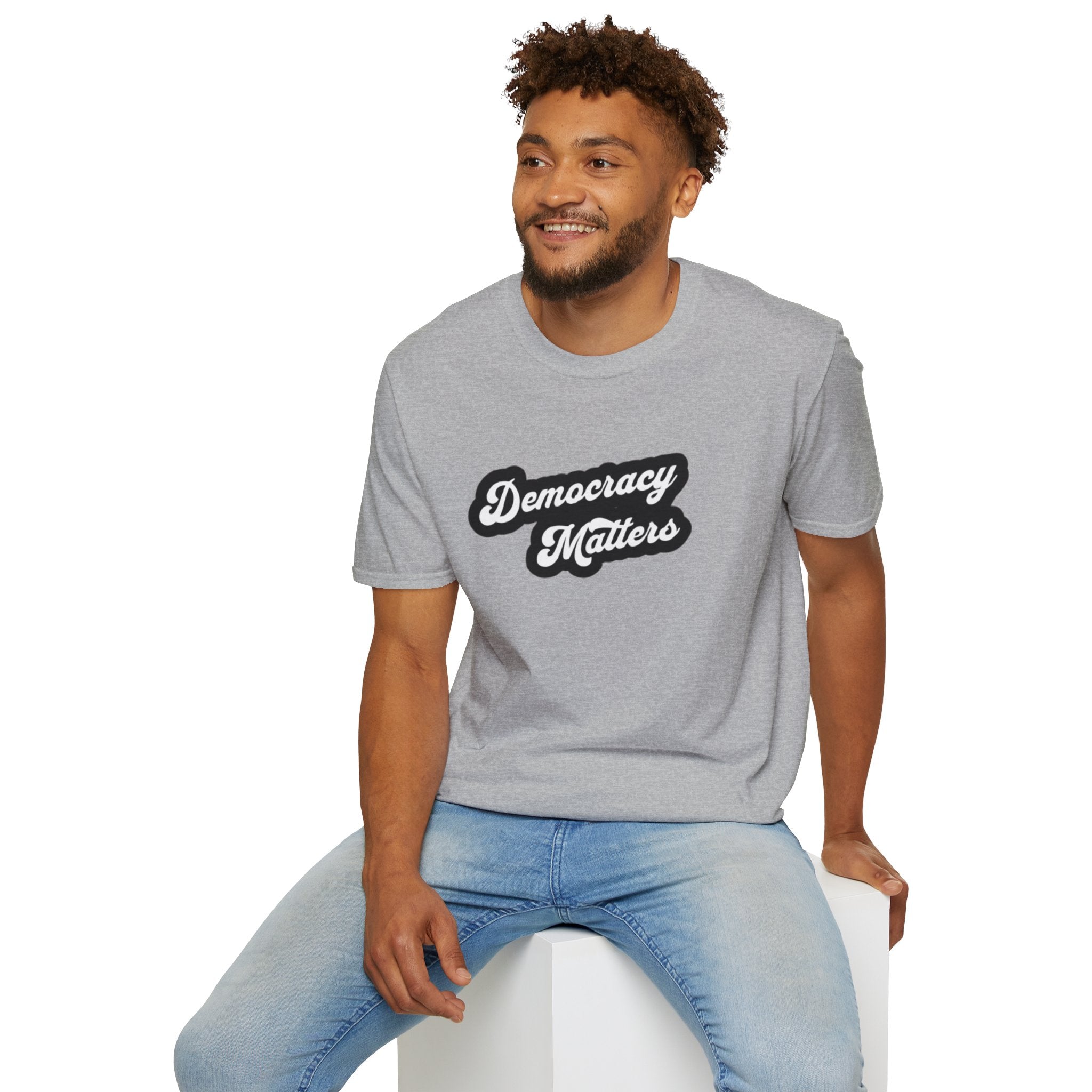 Democracy Matters T-Shirt — Retro Script Political Tee