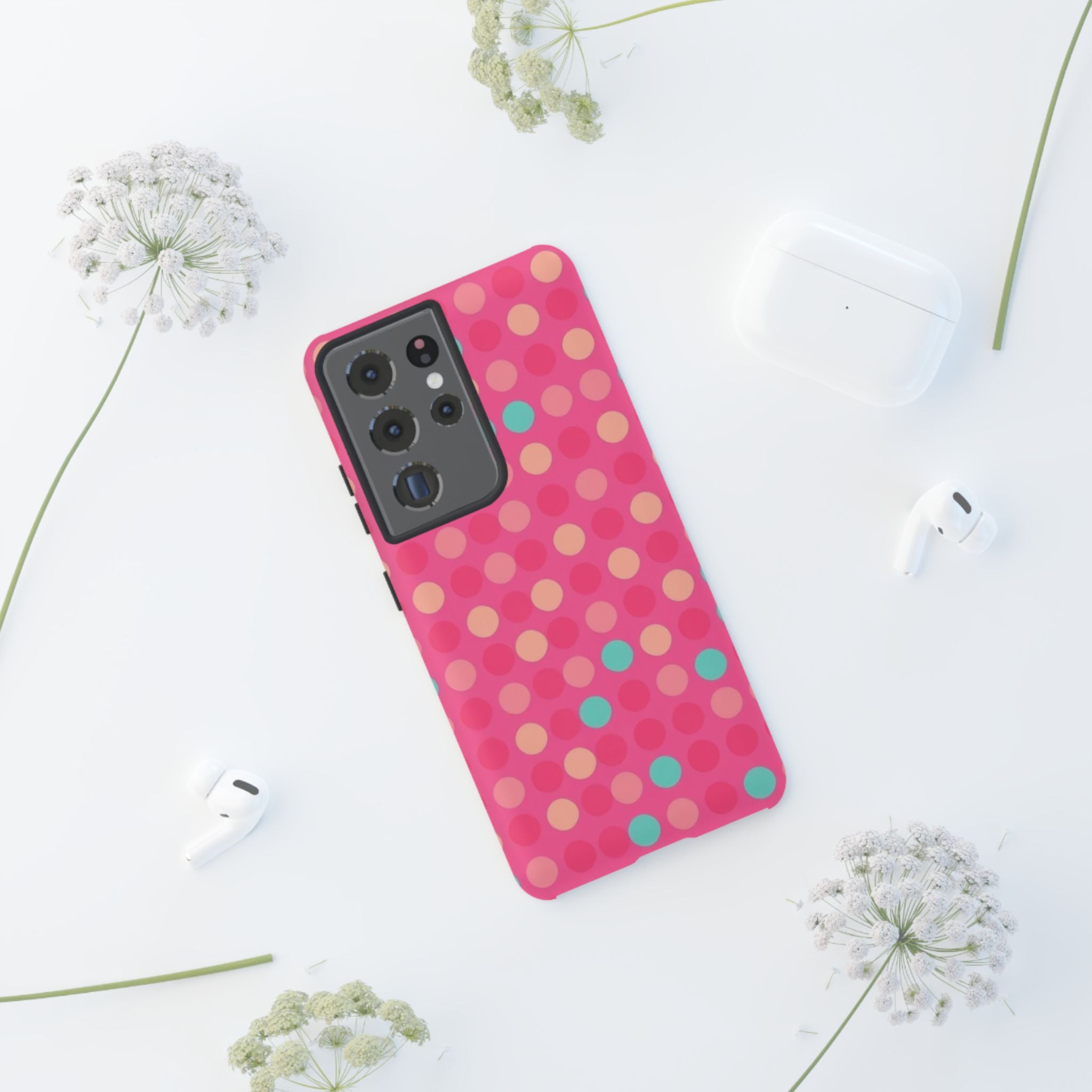 Android OR iPhone Protective Cases - Retro Polka Dots Pattern Tough Case