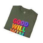 Unisex Softstyle T-Shirt - ' Rainbow Good Will Win' Positive Message Tee