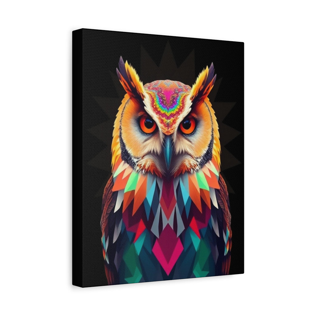 Colorful Owl Canvas Wall Art - 1.25" Stretched Matte