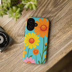 Floral Tough Phone Case for iPhone — Bright Daisy Garden Protective Cover